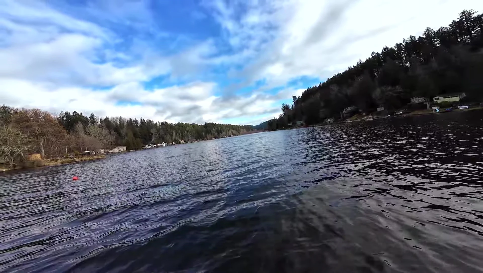 View of the ice forming on the lake.