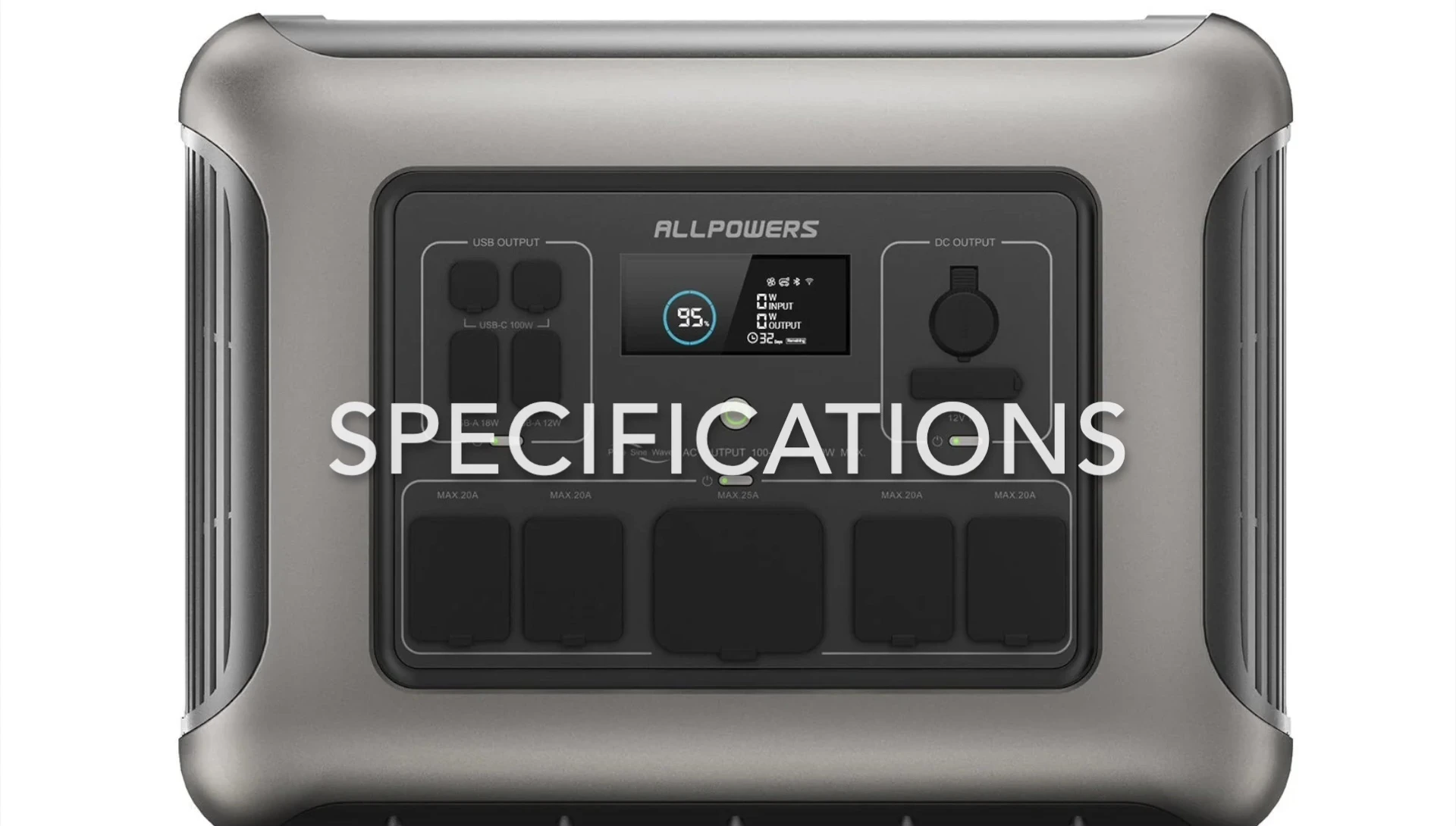 Close-up of the R2500's specifications
