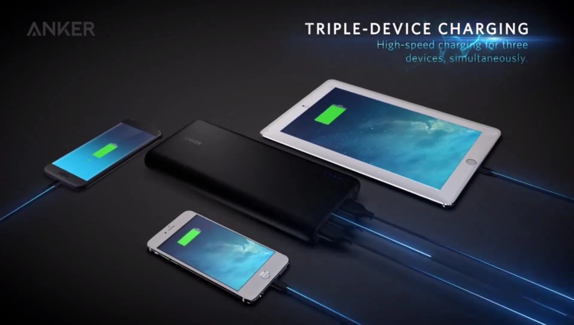 Highlighting the fast recharging capability of the Anker power bank