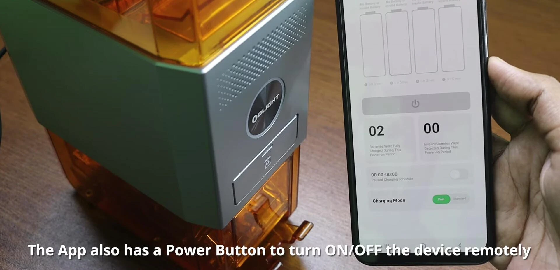Olight app showing fast charging option