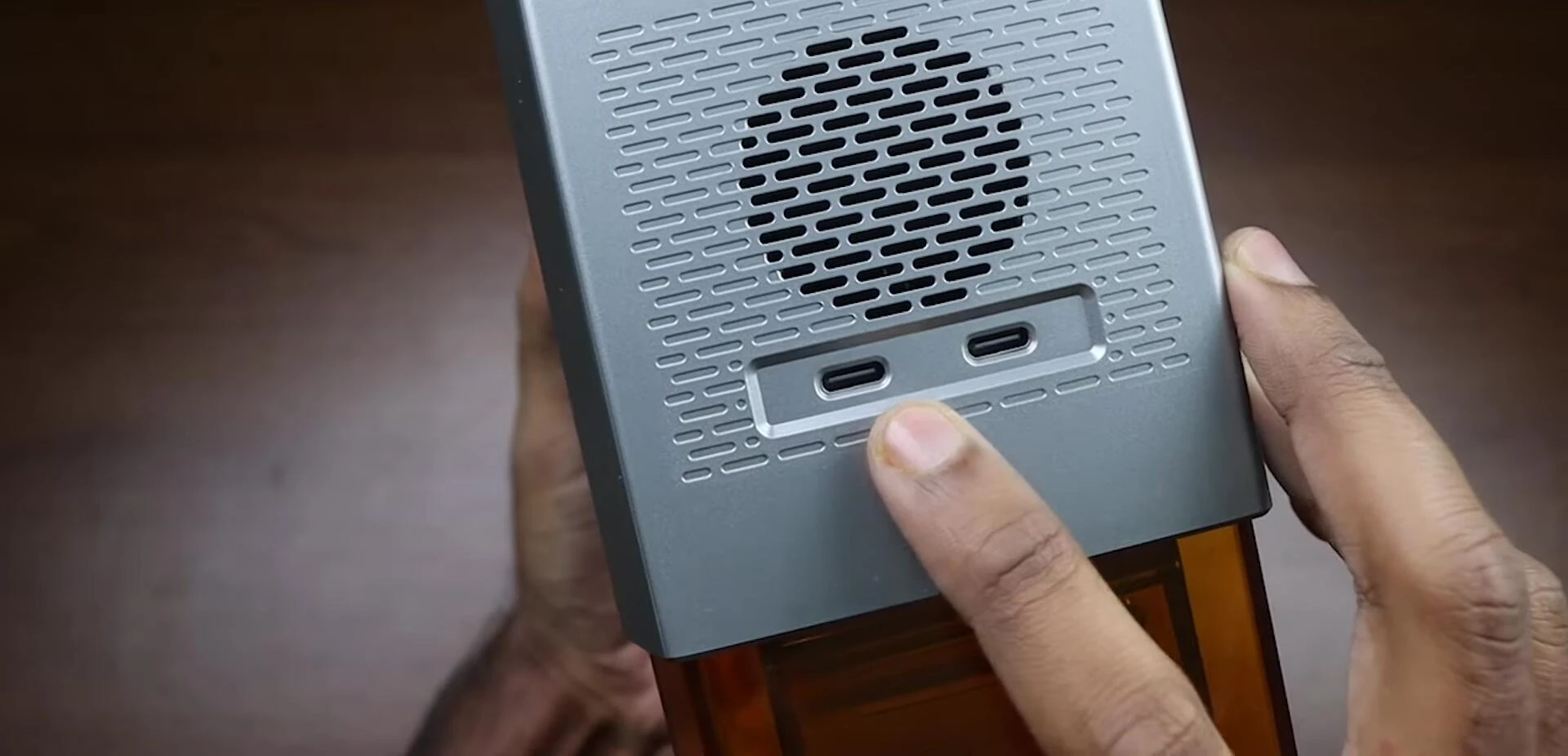 Rear view of Olight Ostation X showing ports and vents