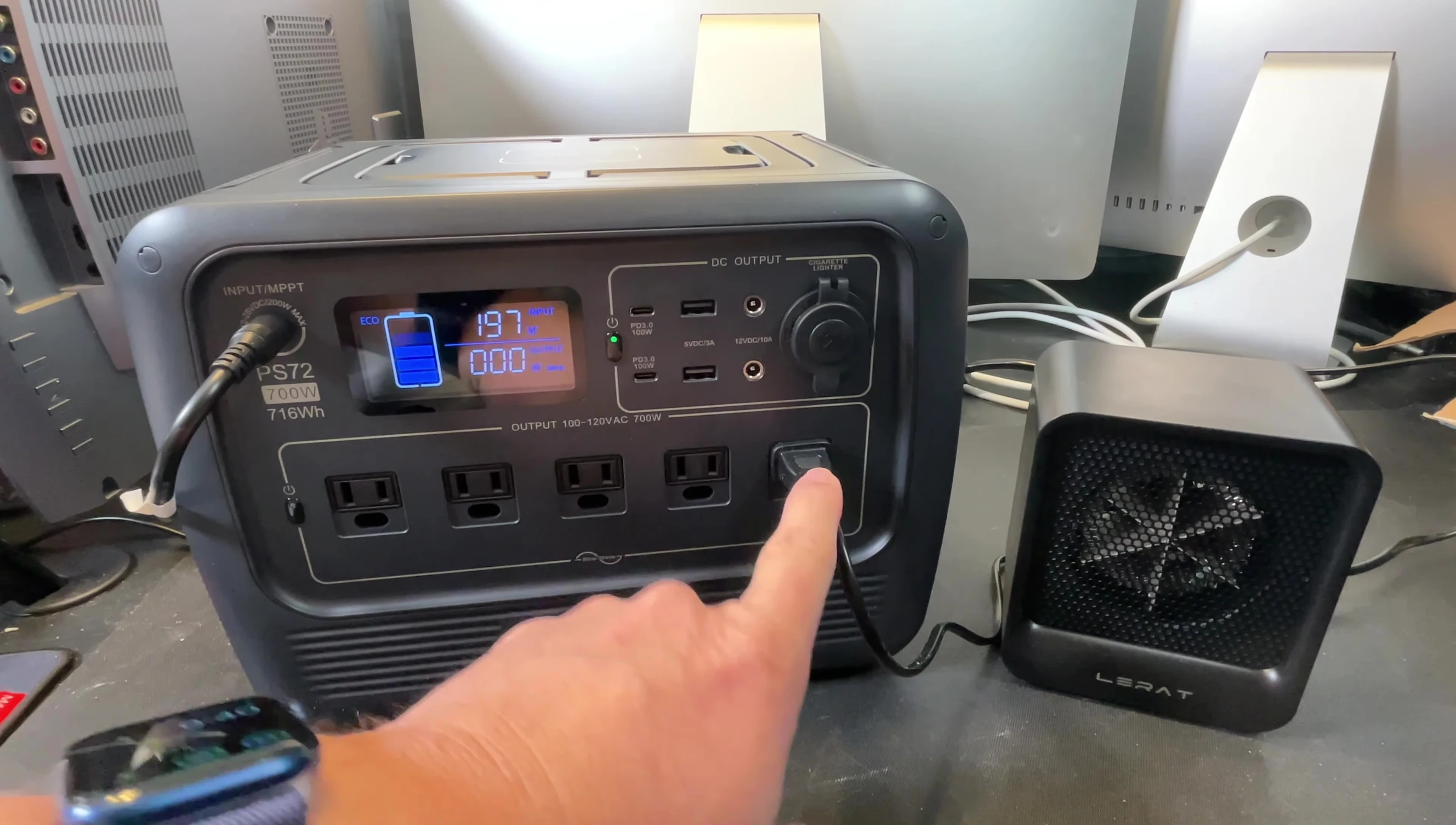 Space heater plugged into AC outlet
