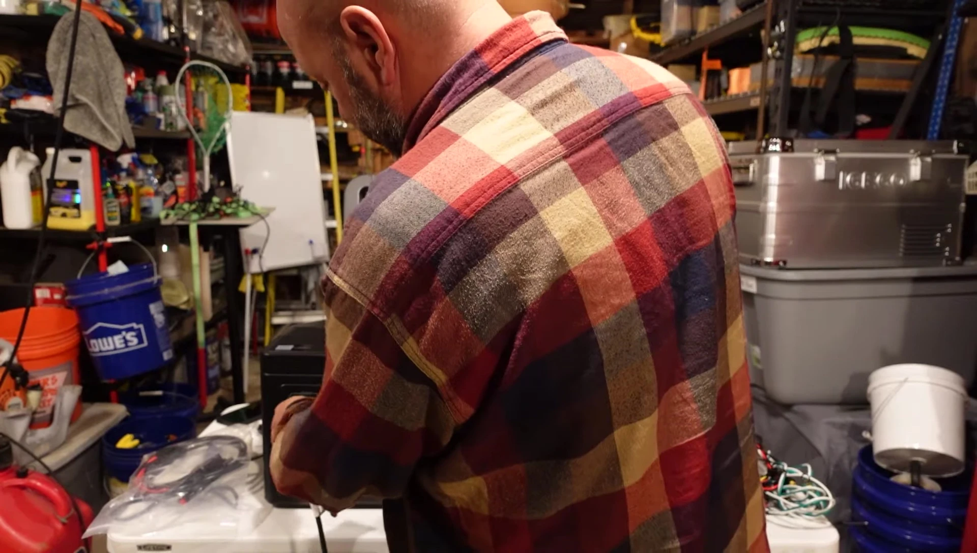 Space heater plugged into the Opus Exodus 1500, demonstrating its power handling capacity