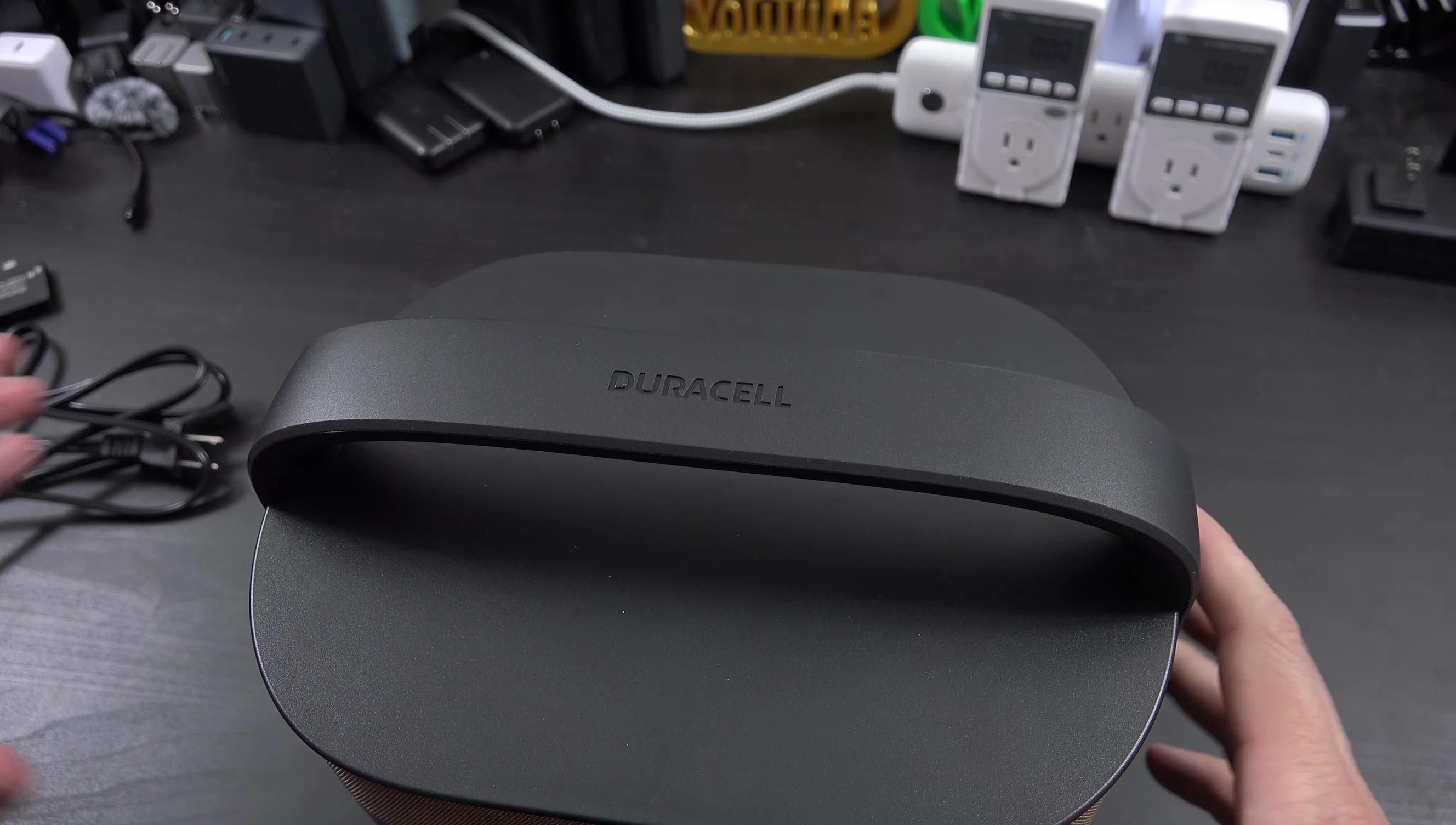 Close-up of the Duracell G350's front panel displaying its various ports.