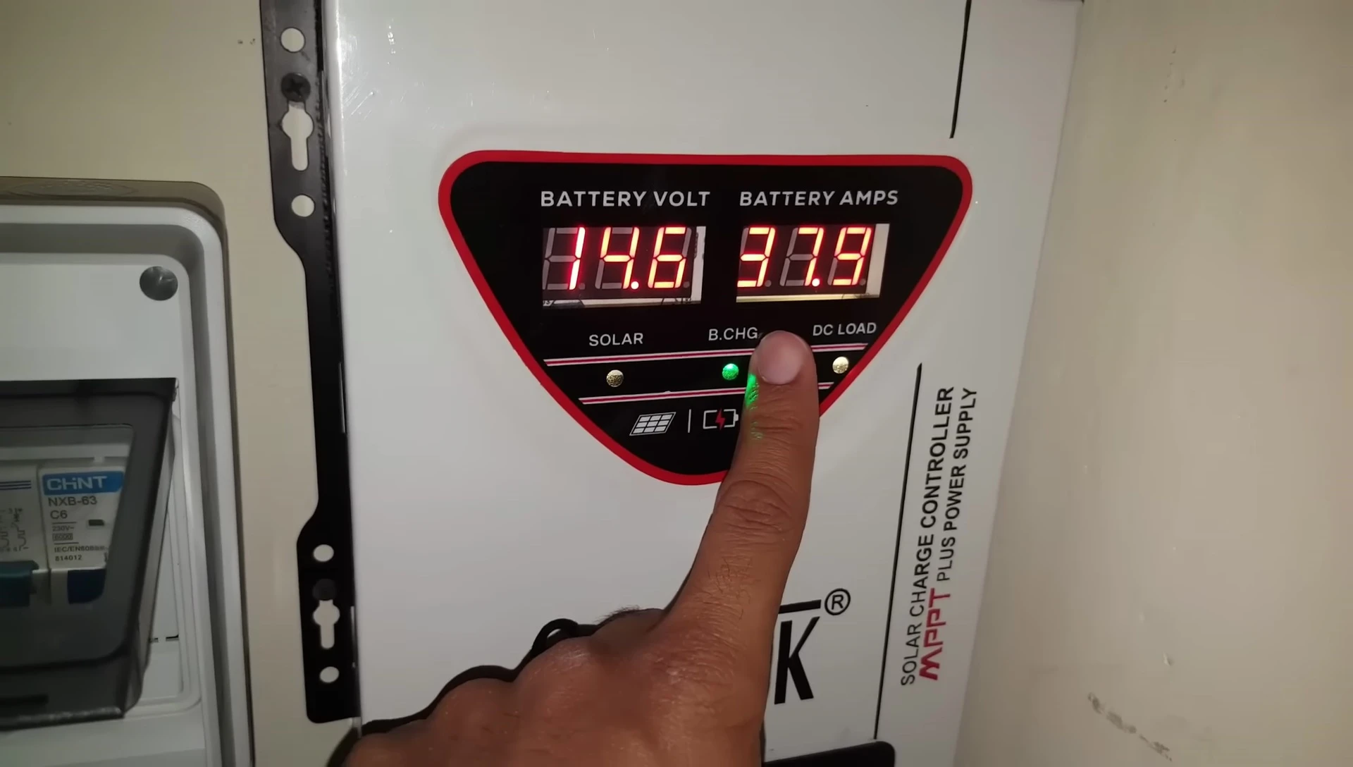 Controller display showing the current draw during load testing.