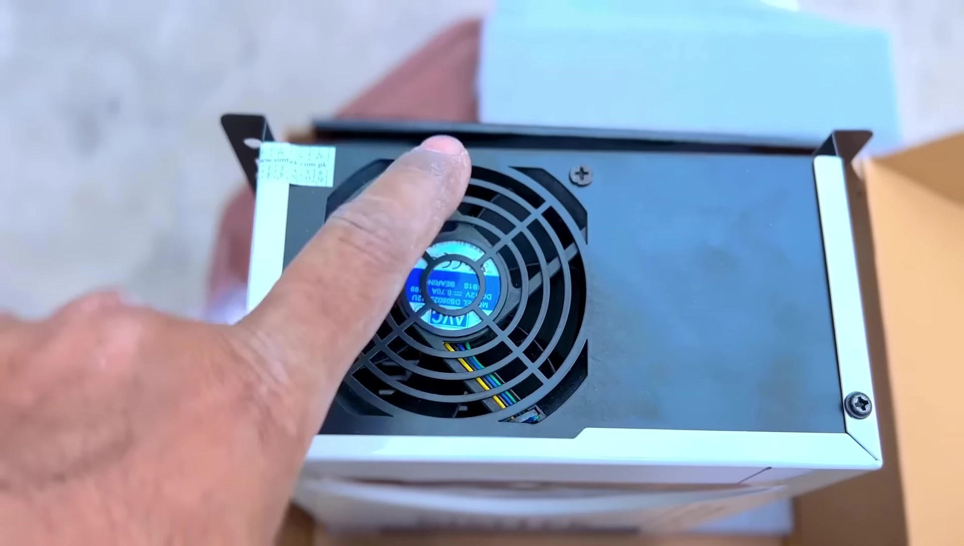 The cooling fan on the device