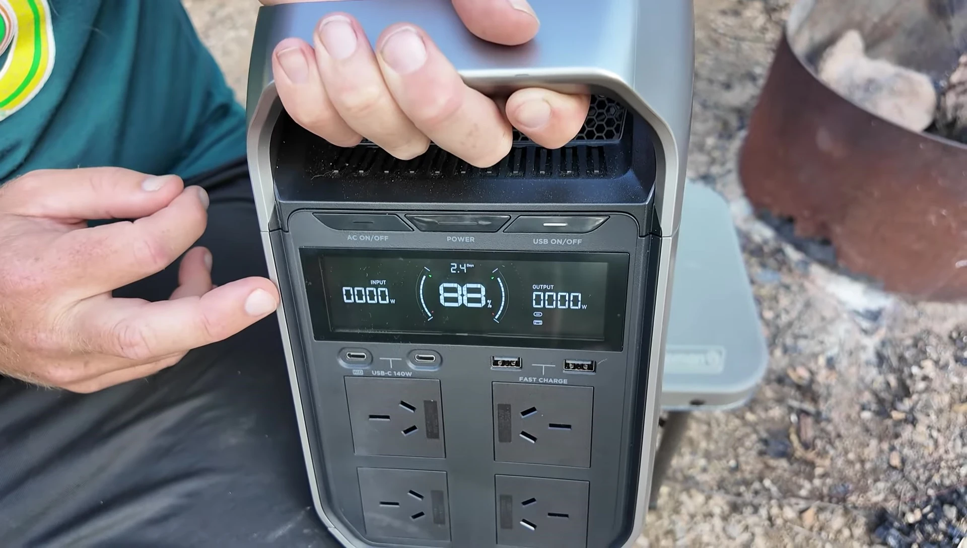Close-up of the control panel and LED screen