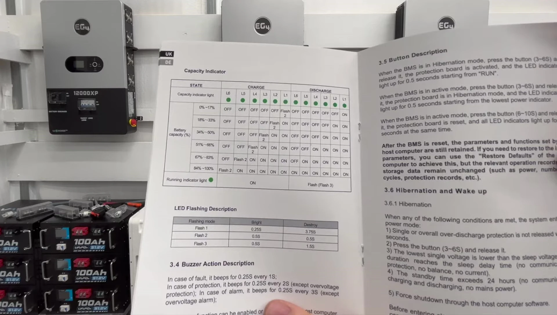 Manual page illustrating capacity indicators