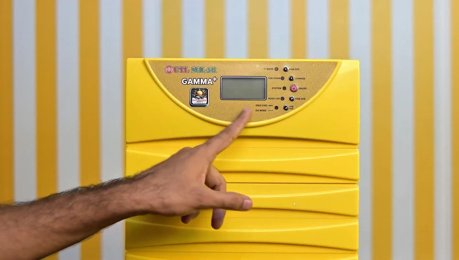 Front panel of the inverter showcasing the display and buttons