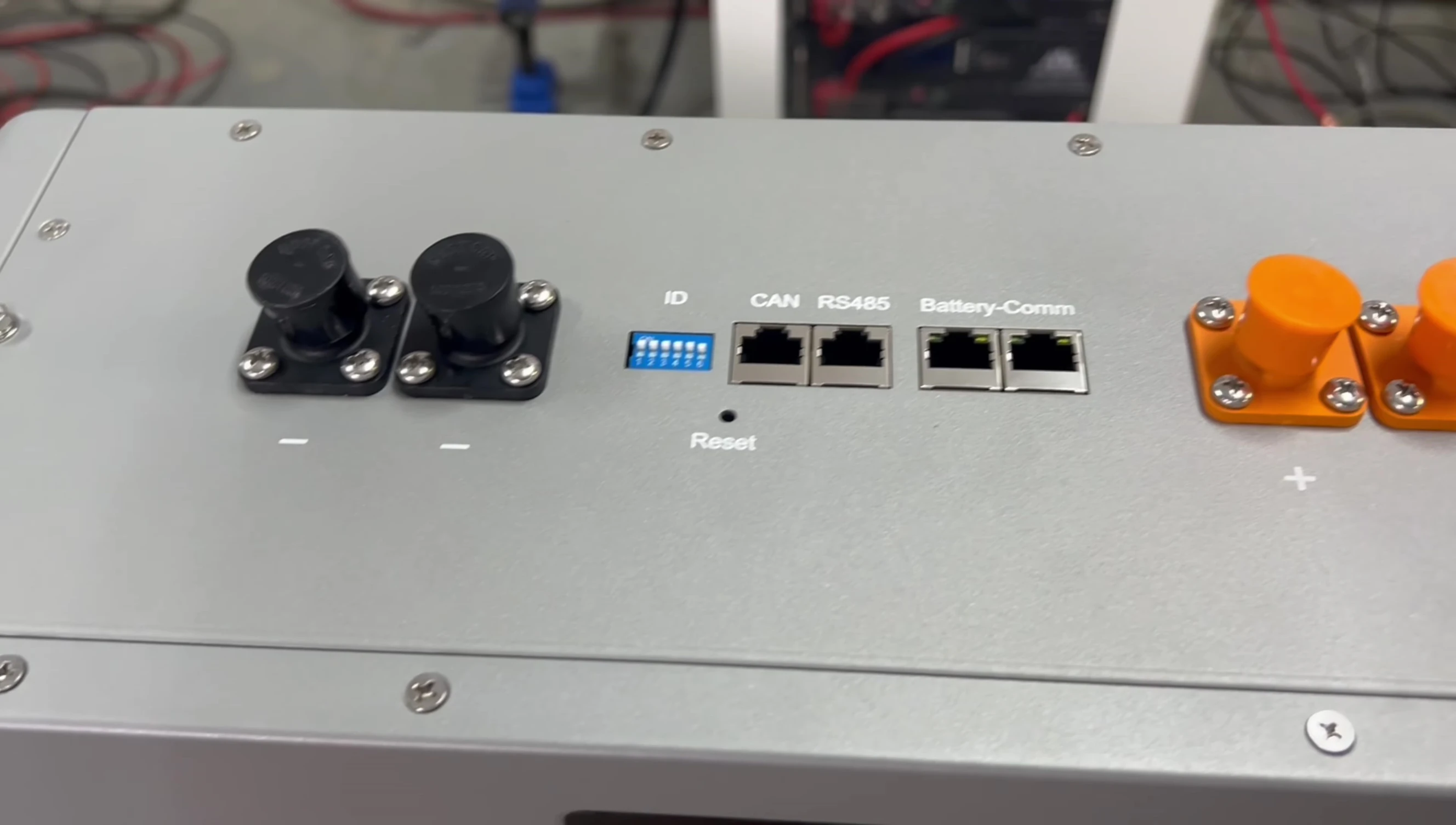 Close-up of the Amphenol connectors