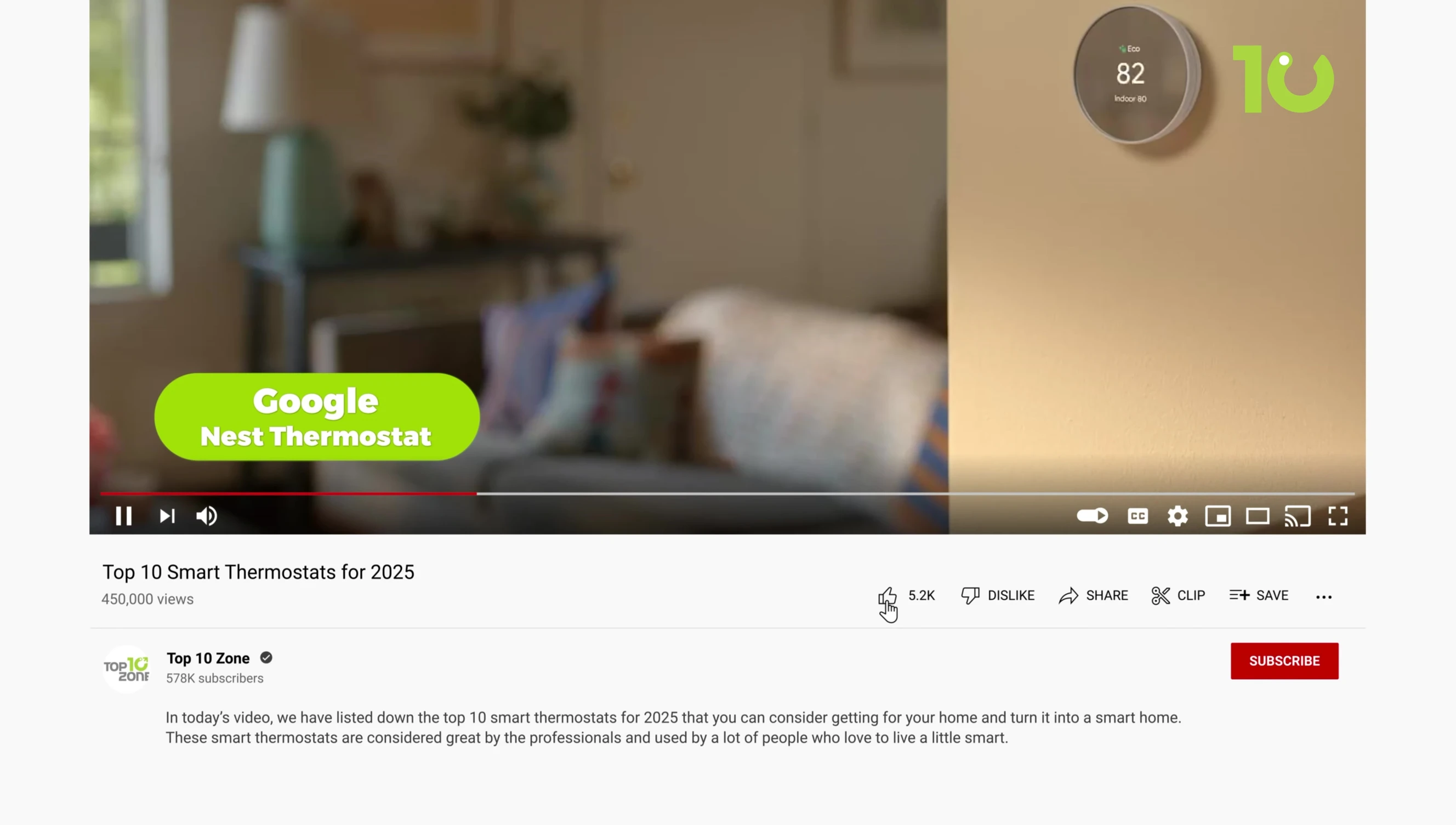 Google Nest Thermostat shown on screen