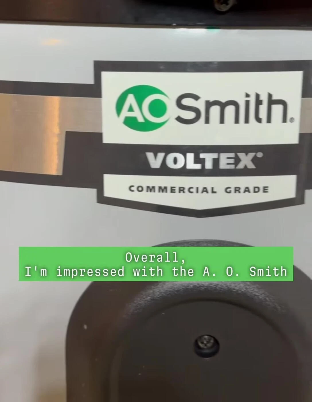 The A. O. Smith Voltex AL Heat Pump Water Heater being showcased.