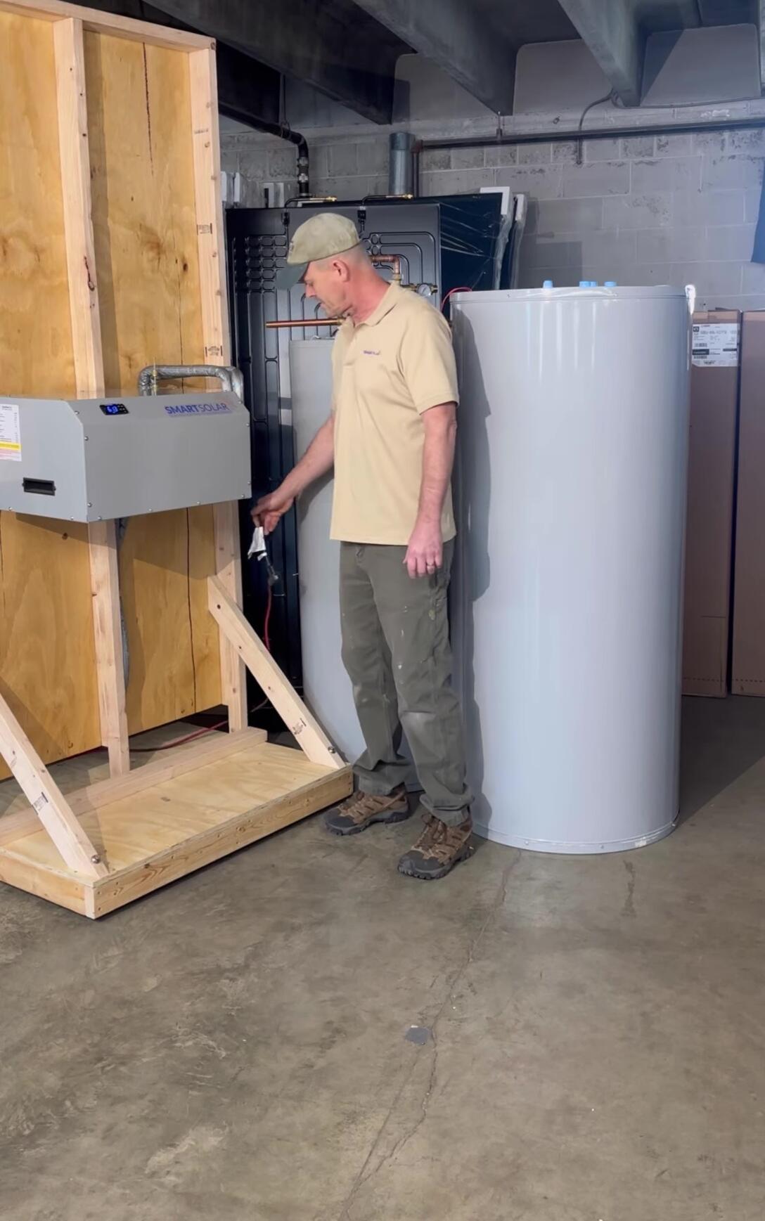 Image highlighting the wall-mounted heat pump unit