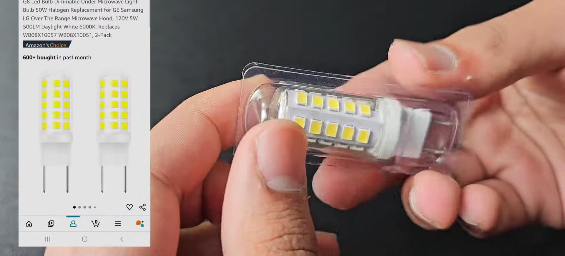 Close-up of the LED bulb