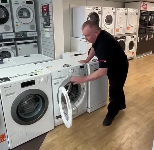 Another angle of the machine highlighting its white color