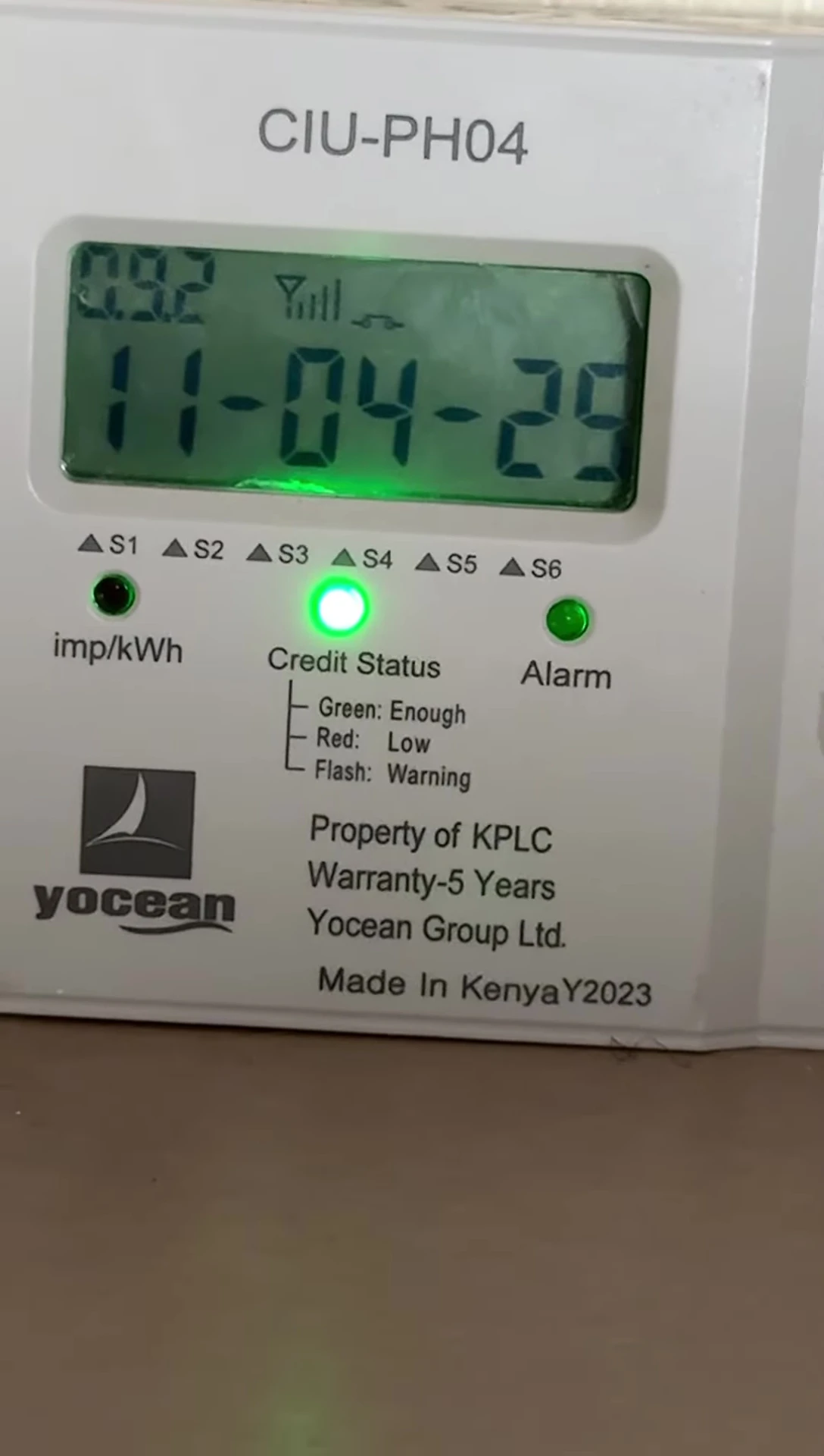 The electricity meter reading before starting the wash cycle