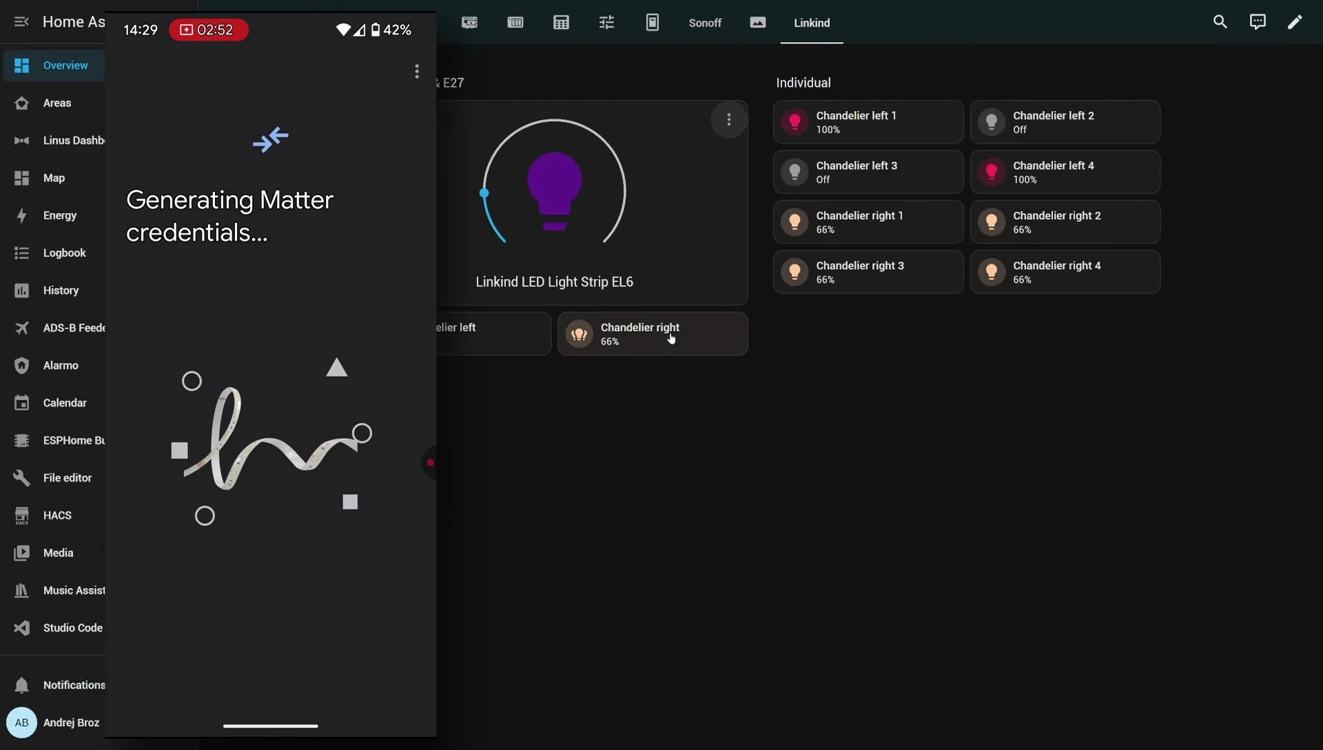 Example of Home Assistant automation – mood lighting triggered by Netflix.