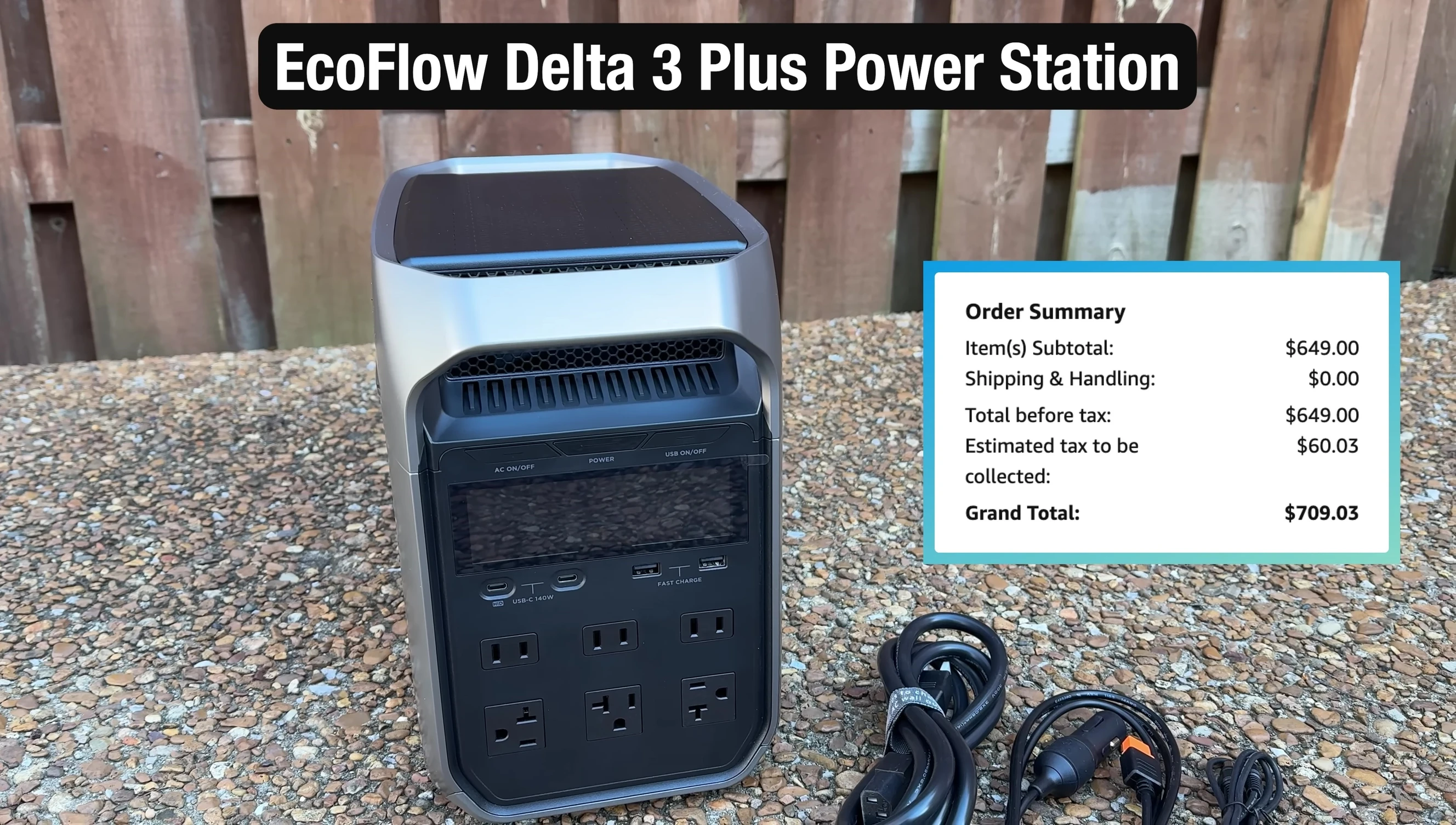 EcoFlow Delta 3 Plus power station and its four 100W solar panels.