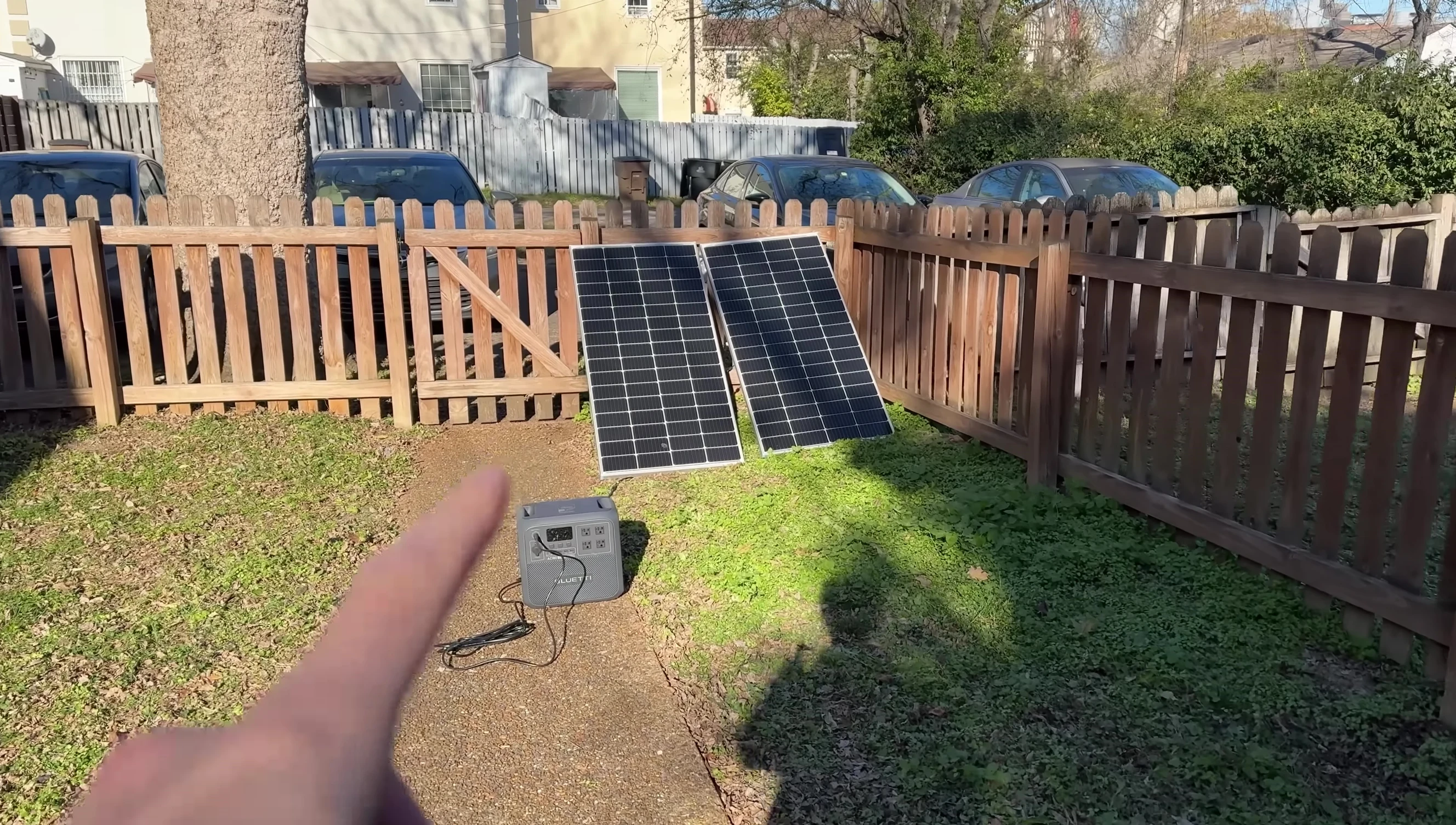The Bluetti power station displaying its charge percentage.