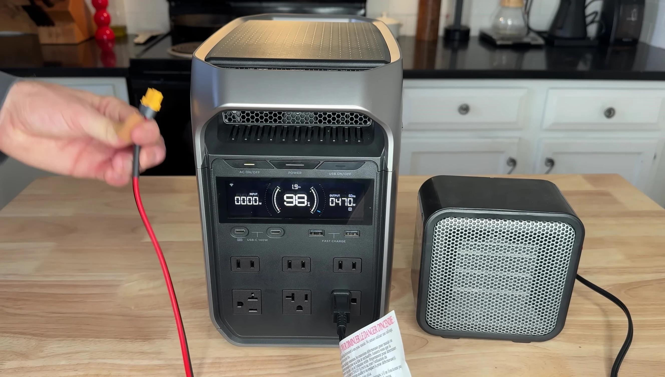 The space heater being tested with solar input.