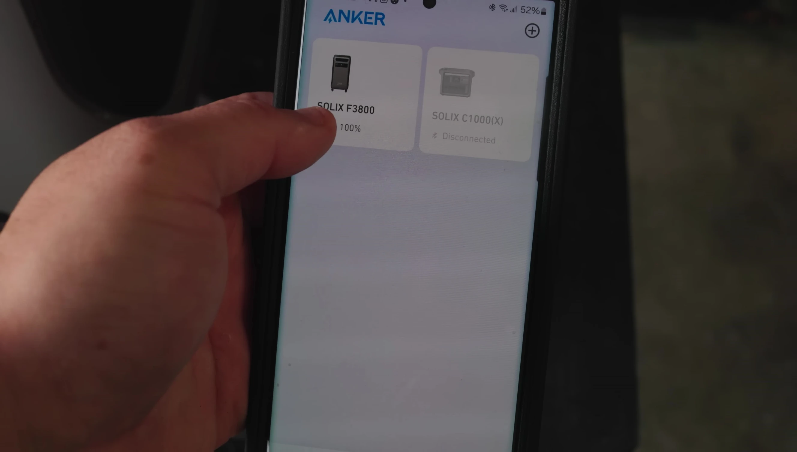 Screenshot of the Anker app showing the SOLIX F3800.
