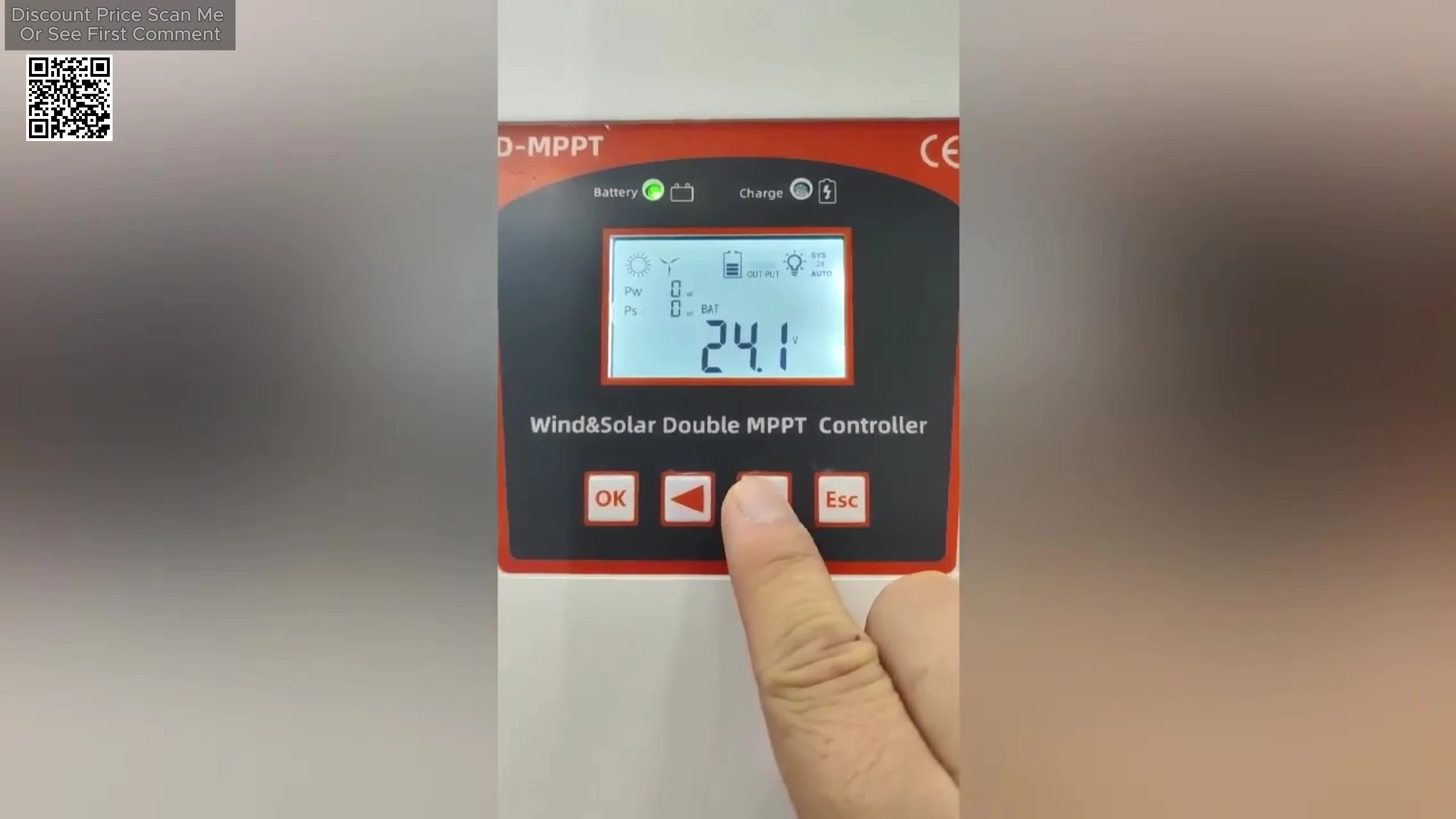 Screen showing the controller's interface and energy management features