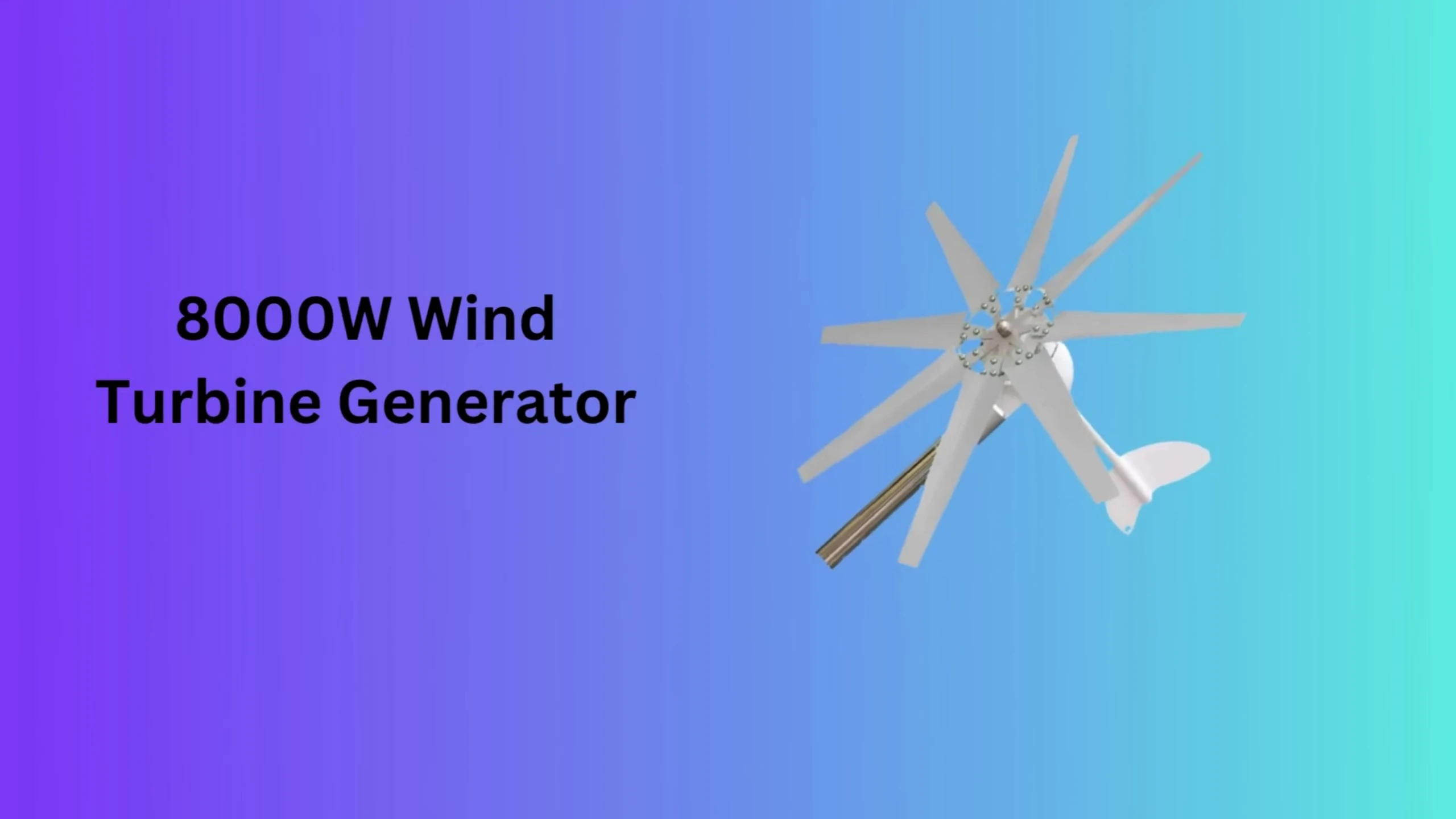 The 8000W wind turbine in a residential setting