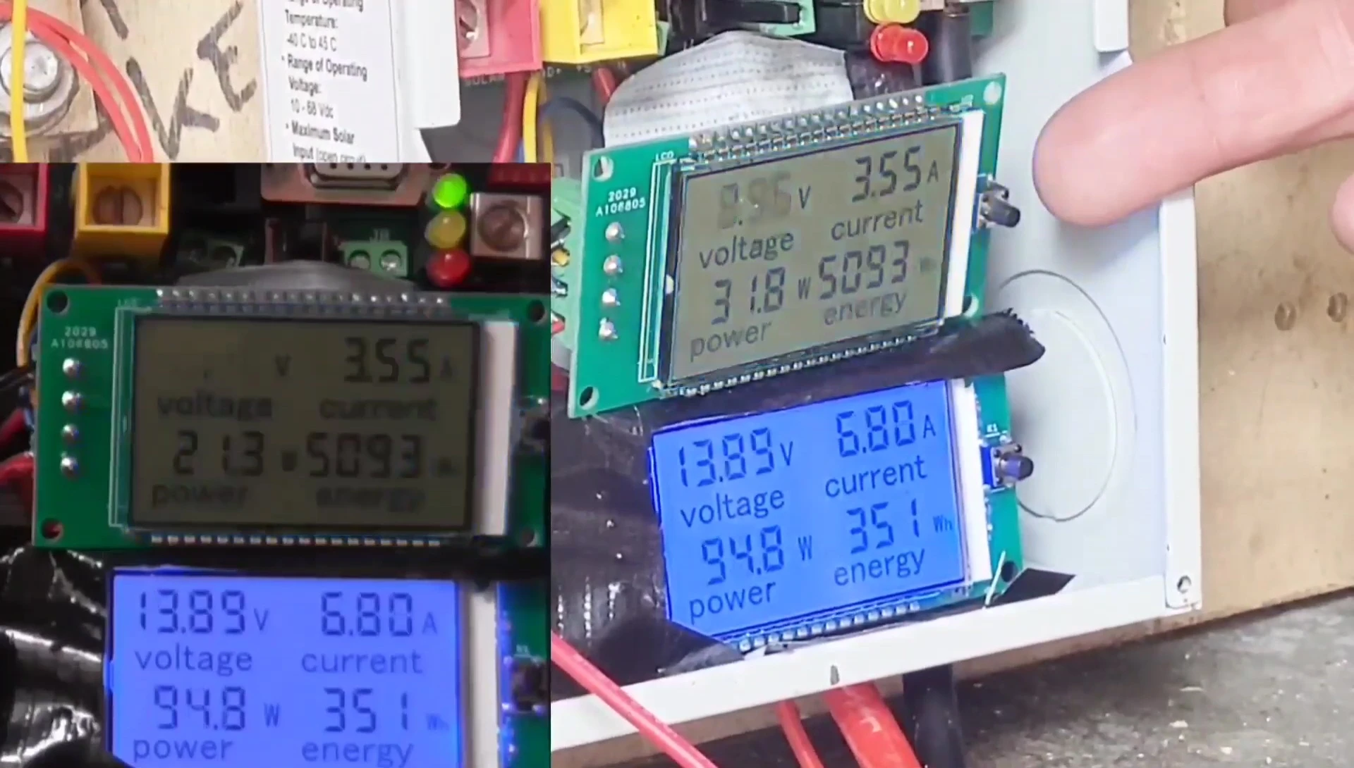 The dump load meter showing the energy being dumped.