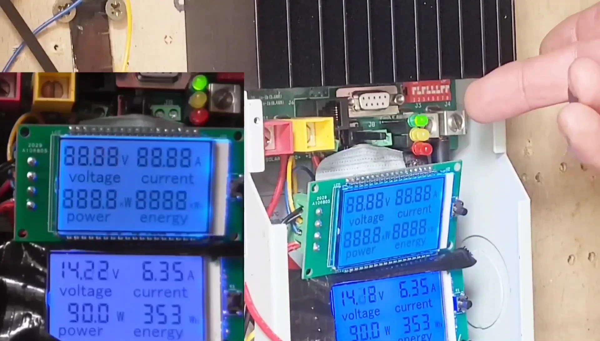 The power meter showing energy production exceeding the dump load activation threshold.