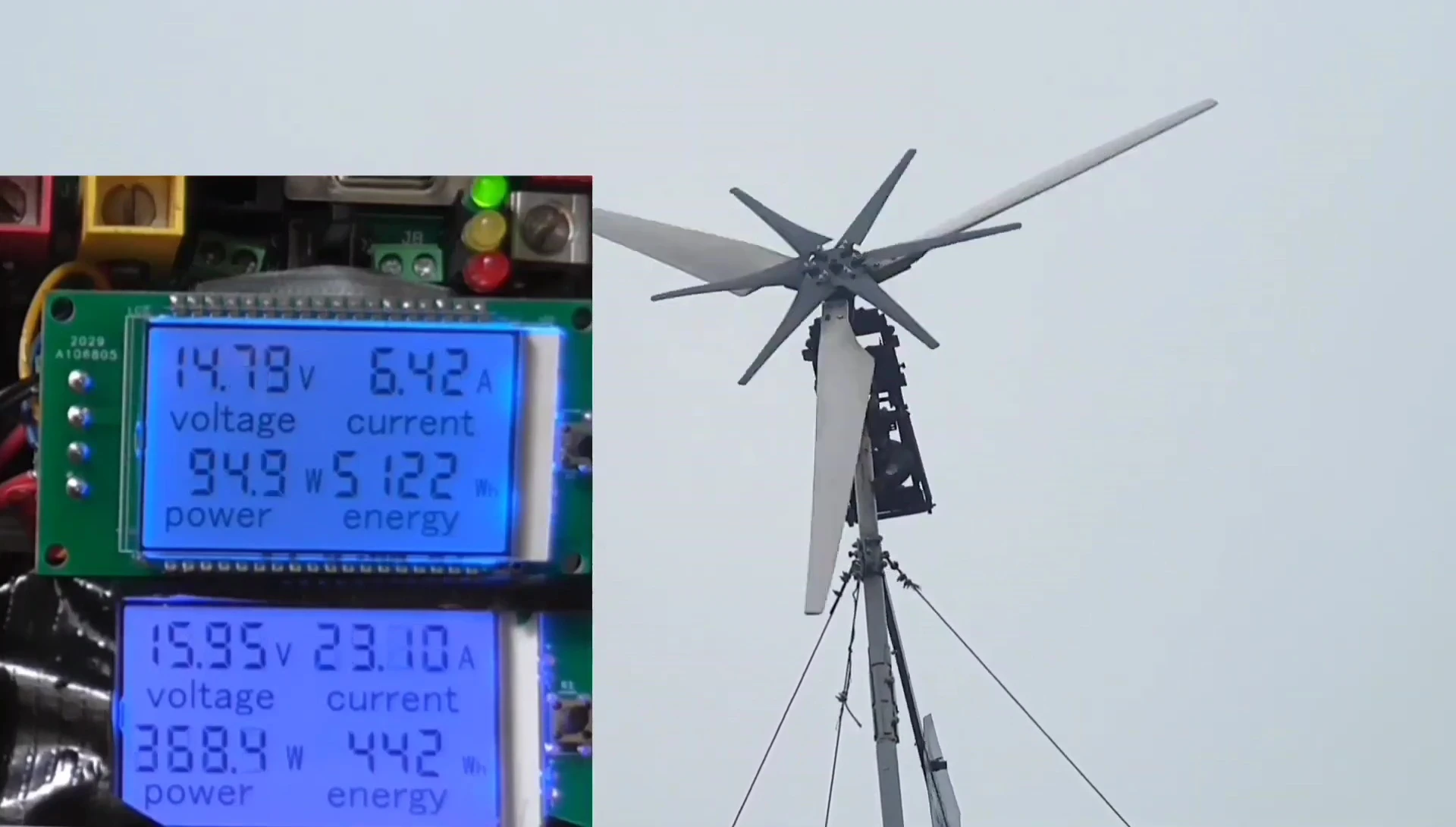Overview shot of the entire wind turbine system.