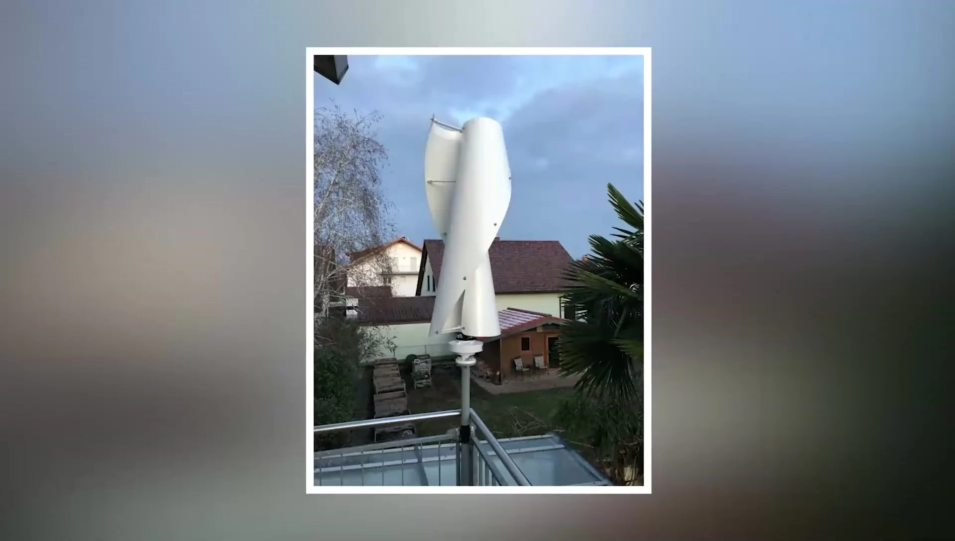 A final shot showcasing the vertical wind turbine's efficiency.