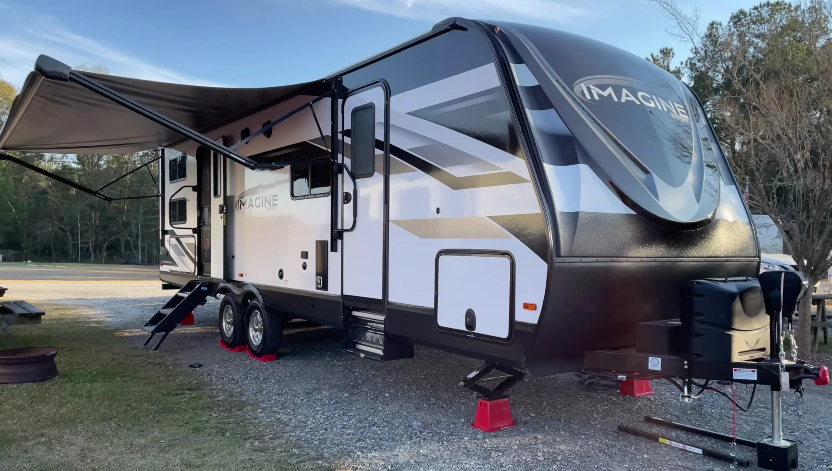 The EcoFlow Delta Pro inside the RV's storage compartment