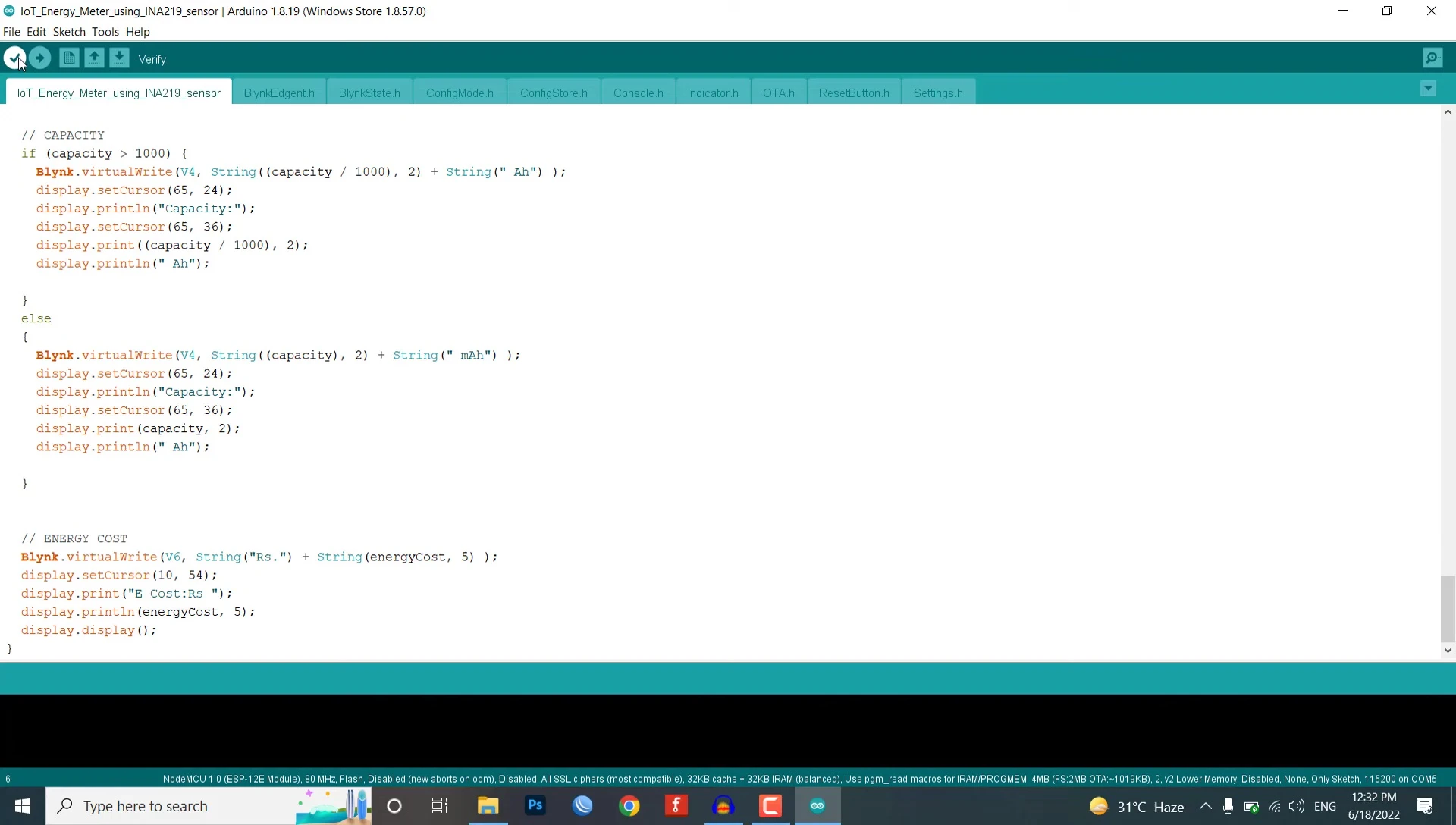 Uploading the code to the NodeMCU