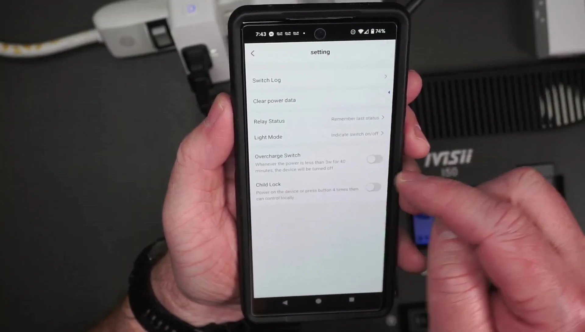Screenshot of the app showing the overcharge protection settings.