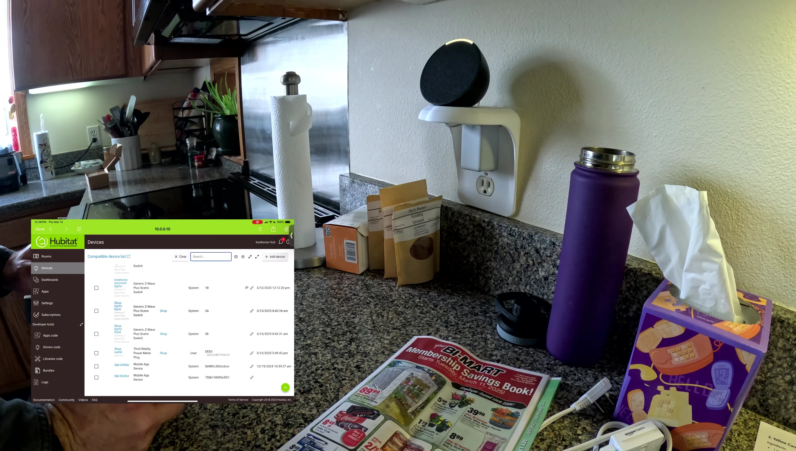 Hubitat user interface showing added smart outlets