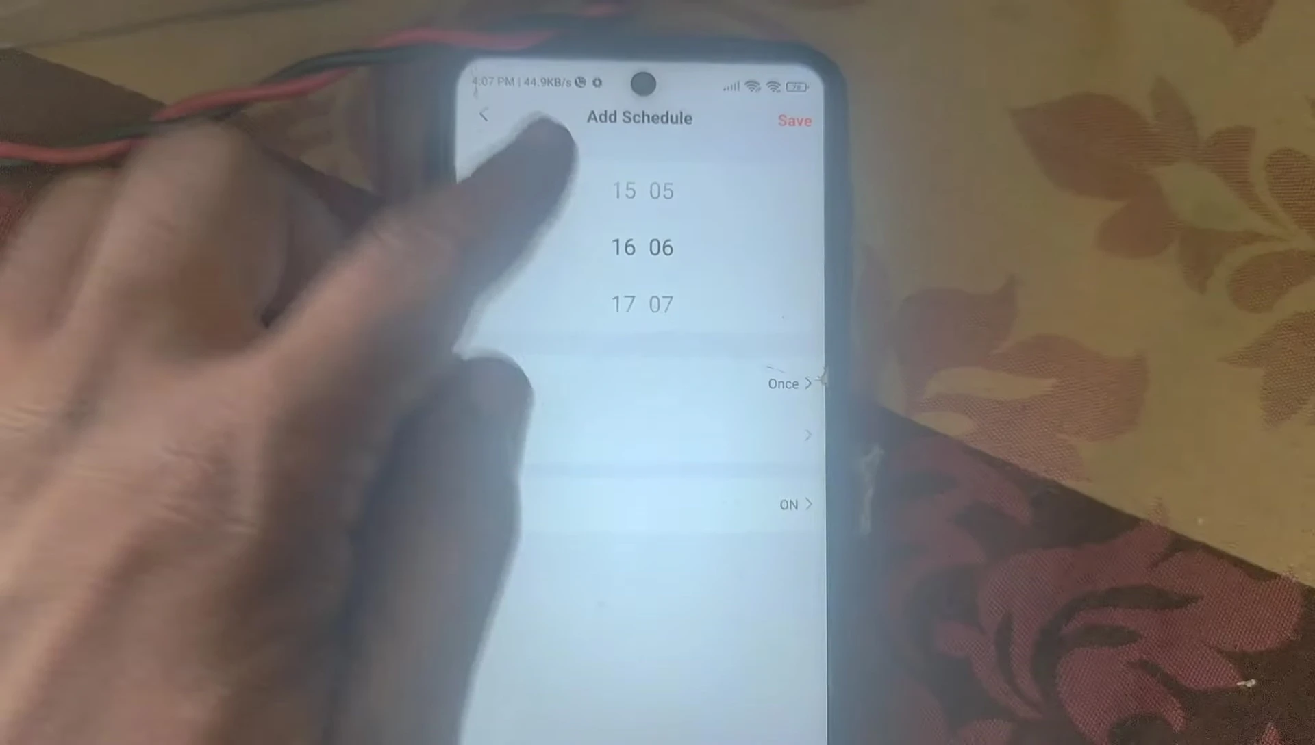 The app interface showcasing the timer settings.