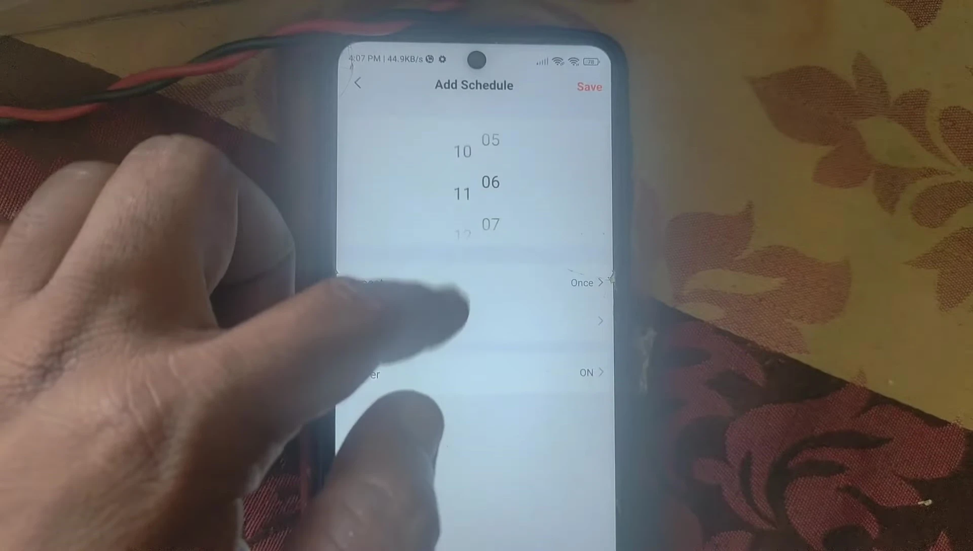 Screenshot of the timer settings in the app.