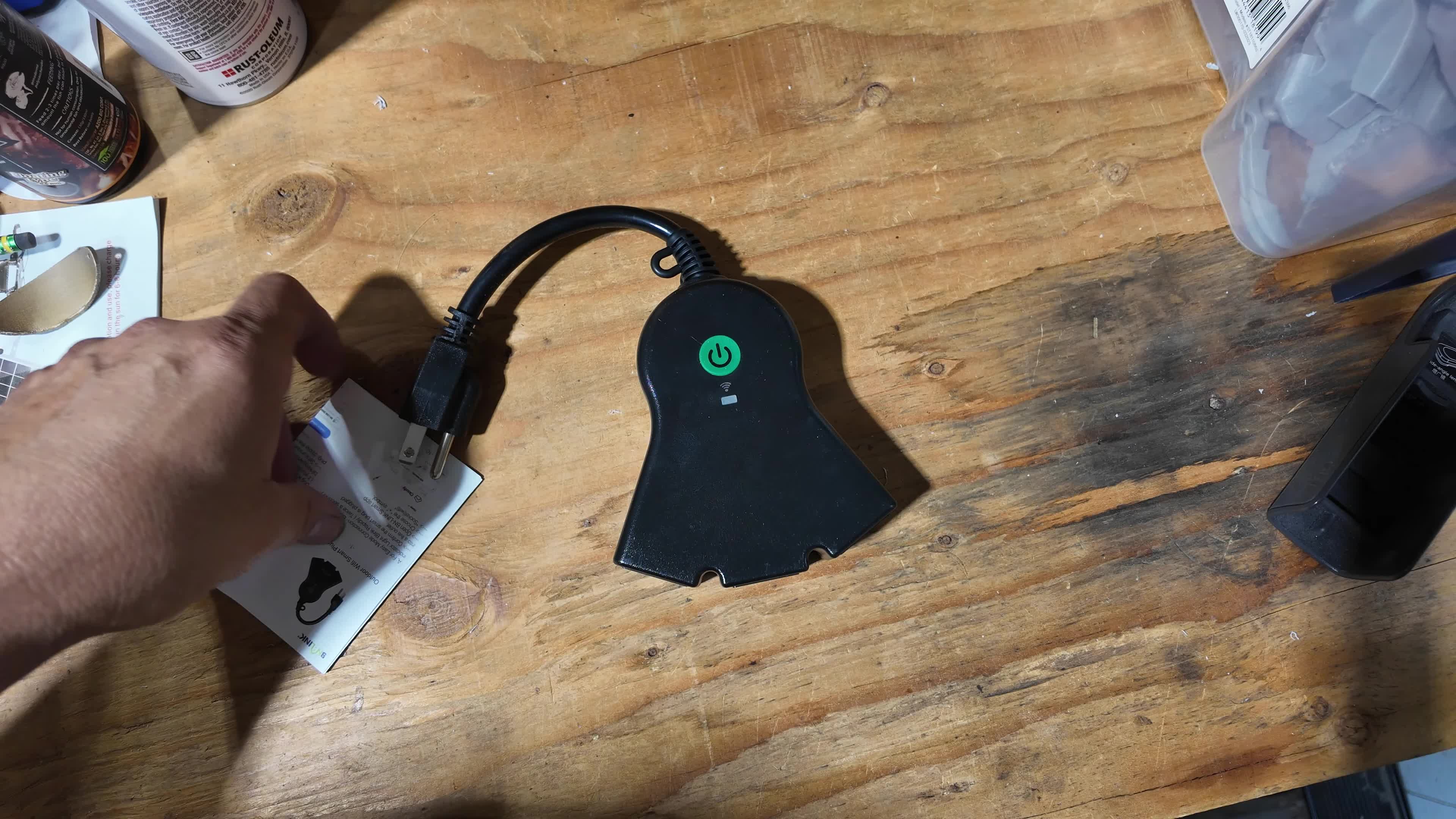 The box containing the BN-LINK Smart Outdoor Outlet and its instructions.