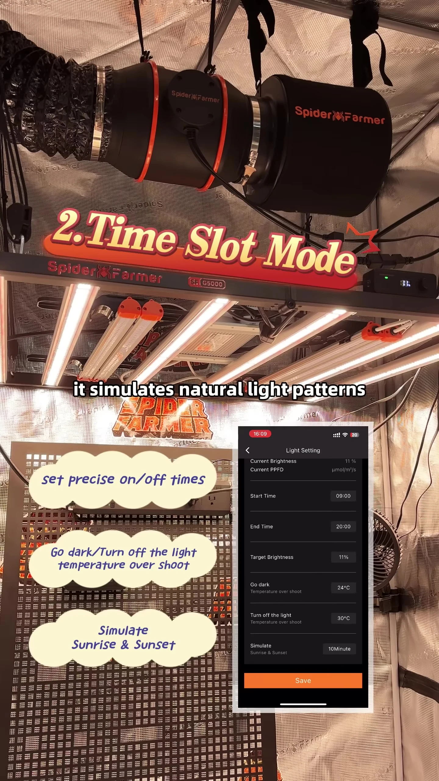 Screenshot depicting the visual representation of the sunrise/sunset simulation.