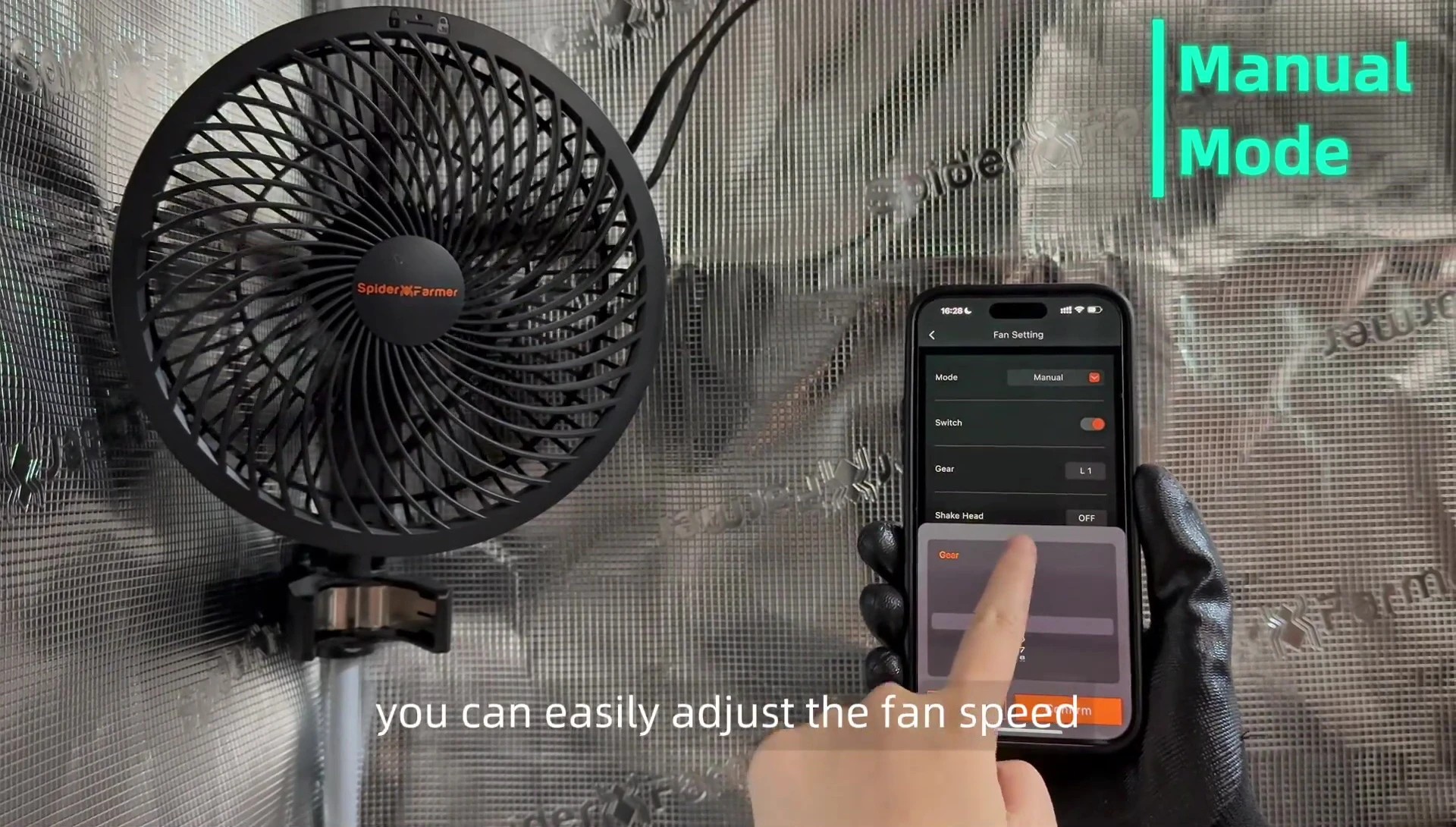 App interface displaying the fan speed levels