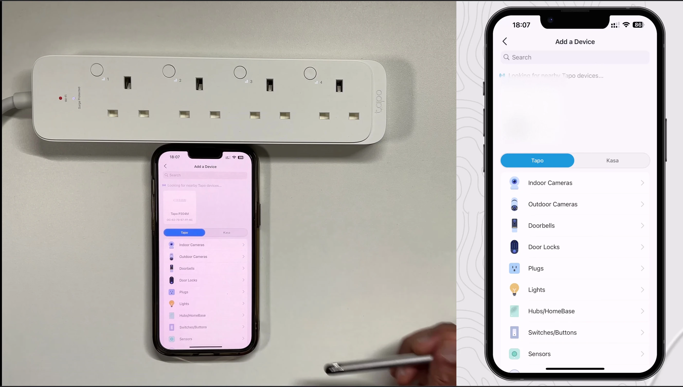The Tapo app showing the device detection