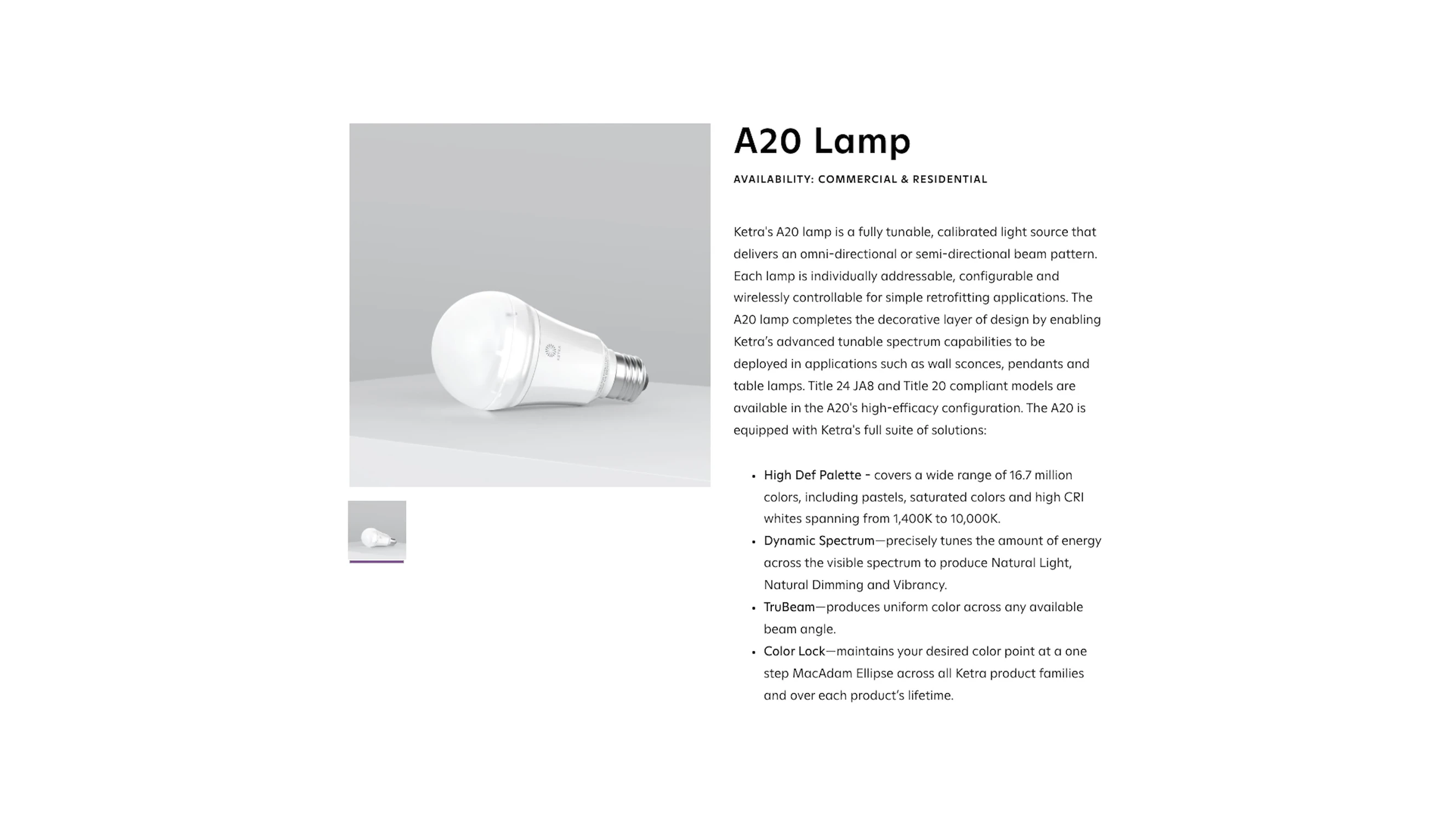 Variety of Ketra fixtures available.