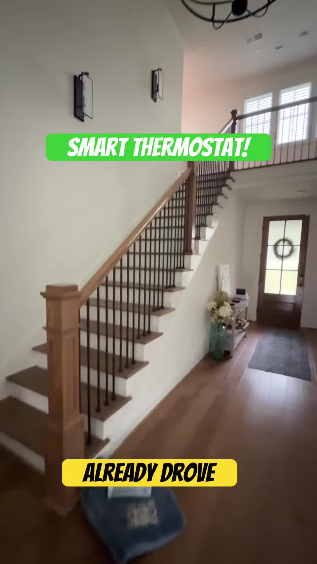 Screenshot showing the speaker expressing frustration about forgetting to adjust the thermostat before leaving for work.