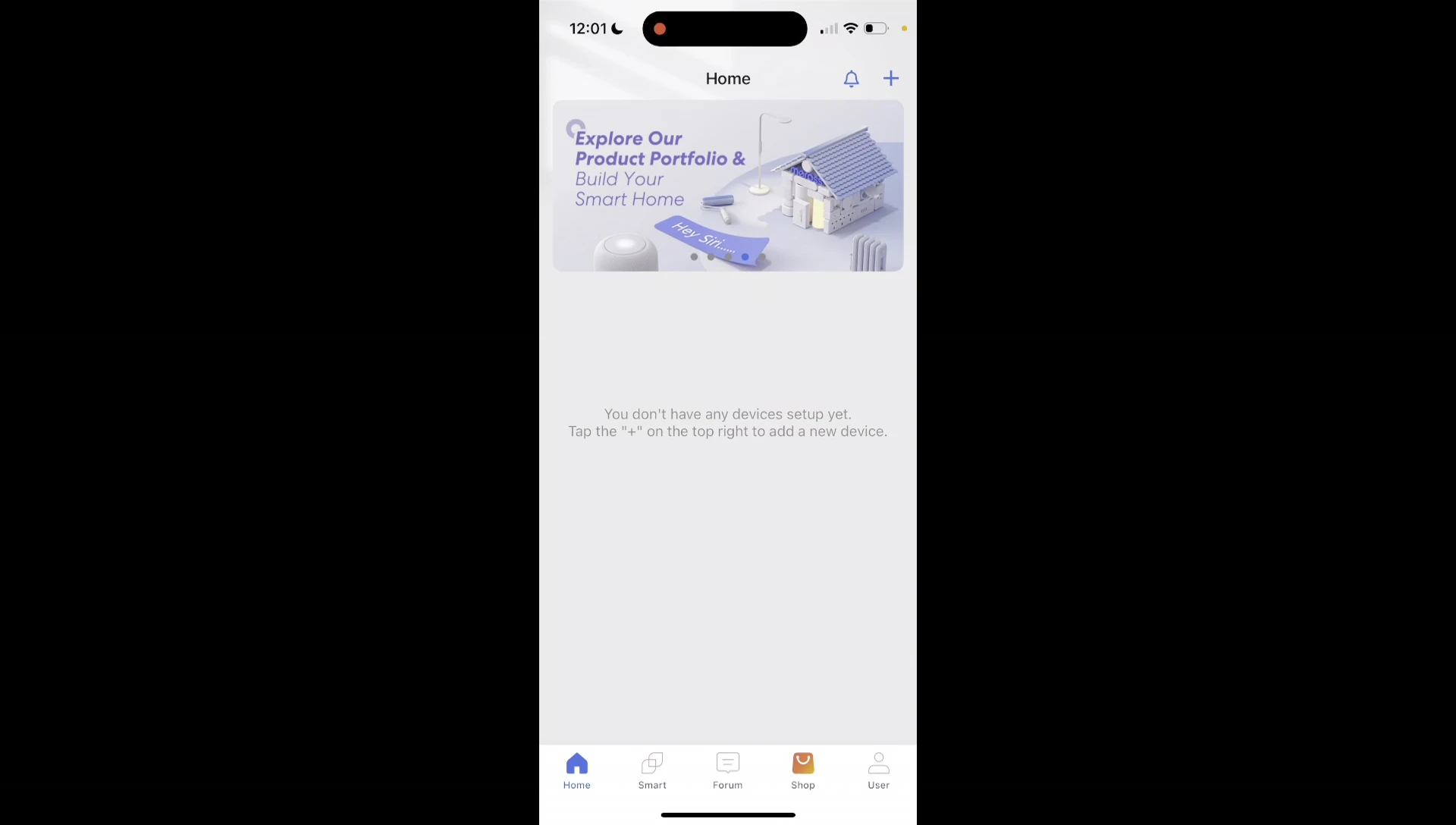 The app's main screen showing the added thermostat