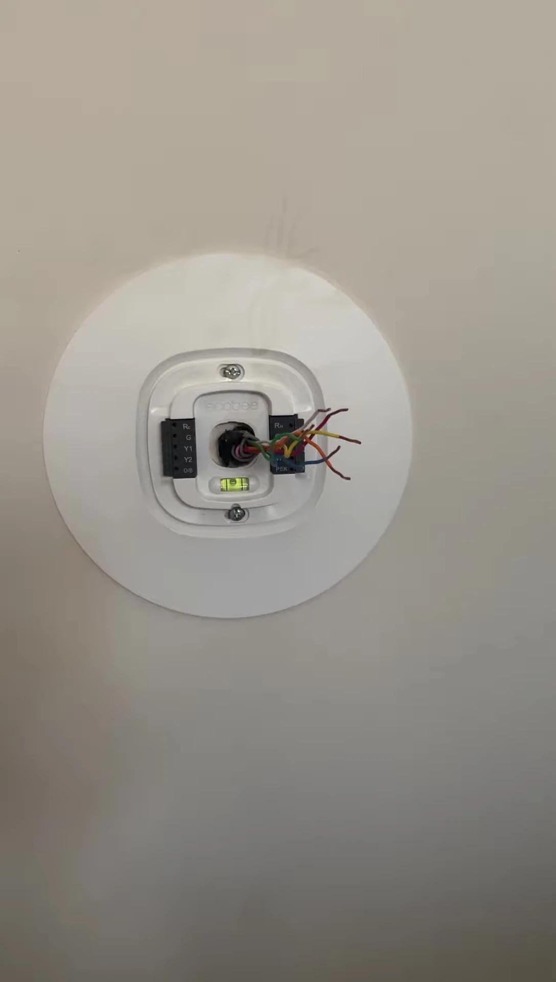 Connecting wires to the Ecobee Lite.
