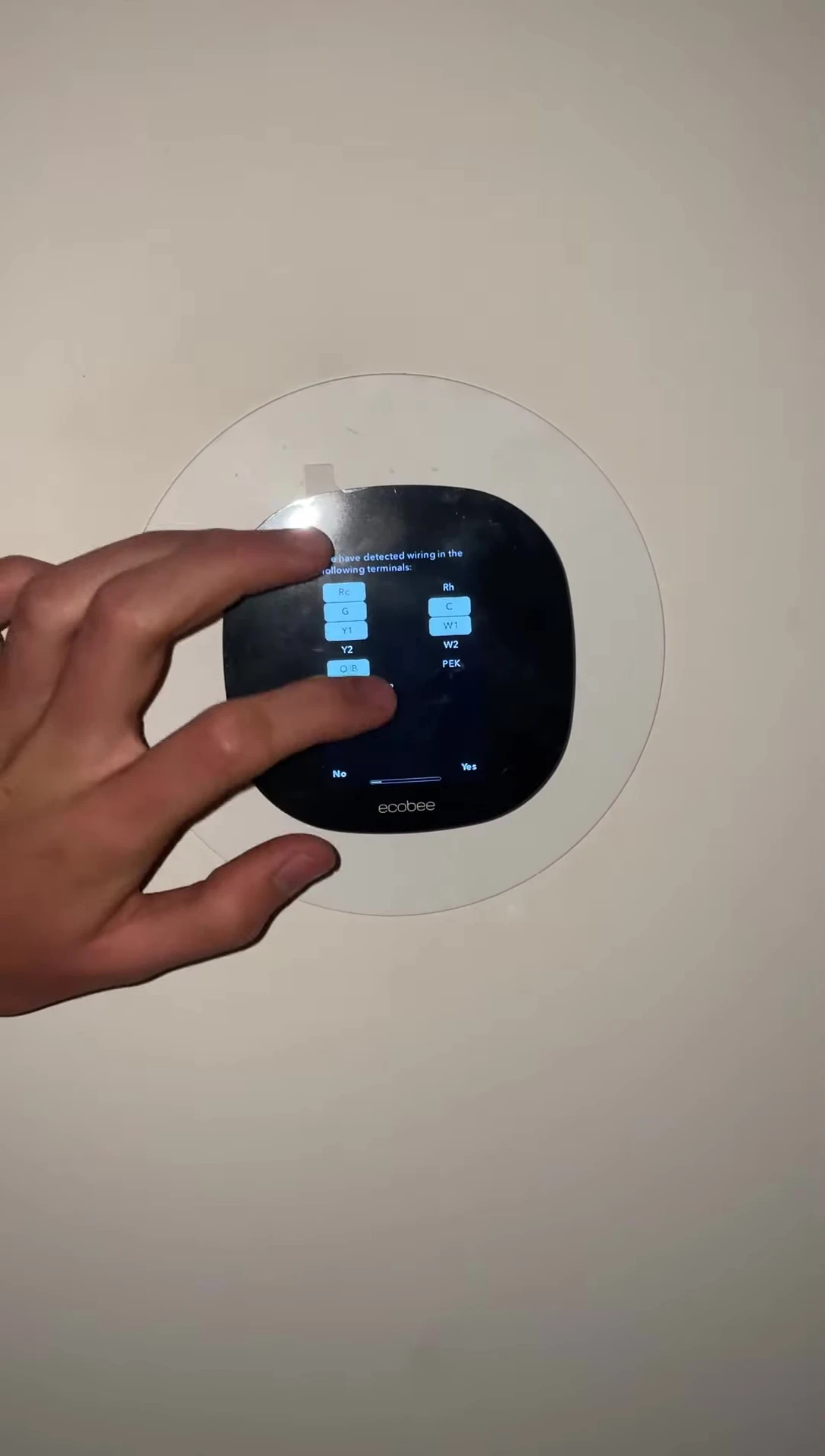 Checking wire connections on Ecobee Lite.