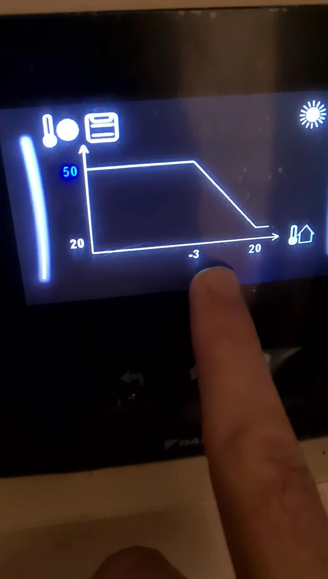 Screenshot showing example settings on the weather curve