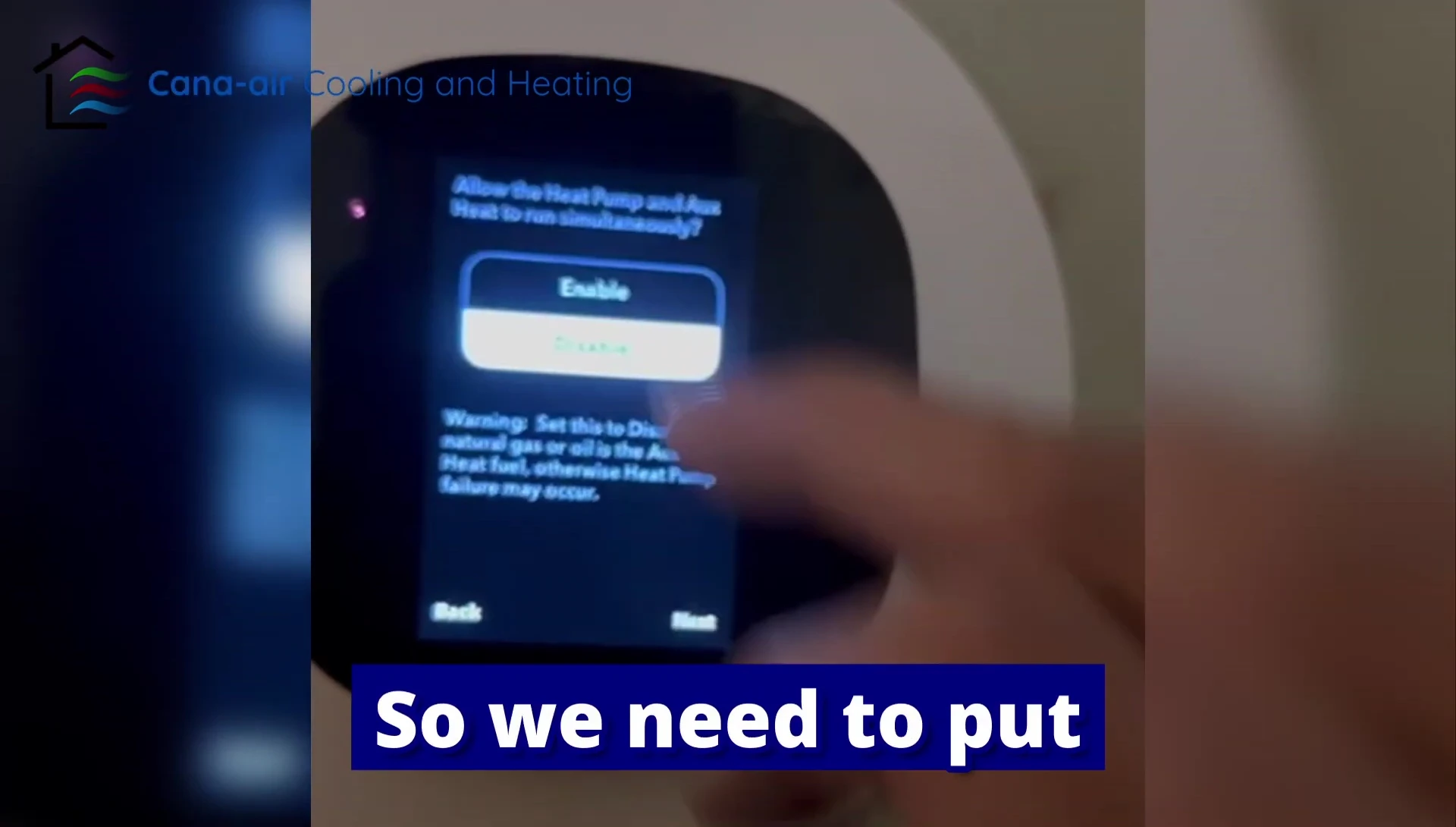 Screenshot where the user disables the accessory heat.