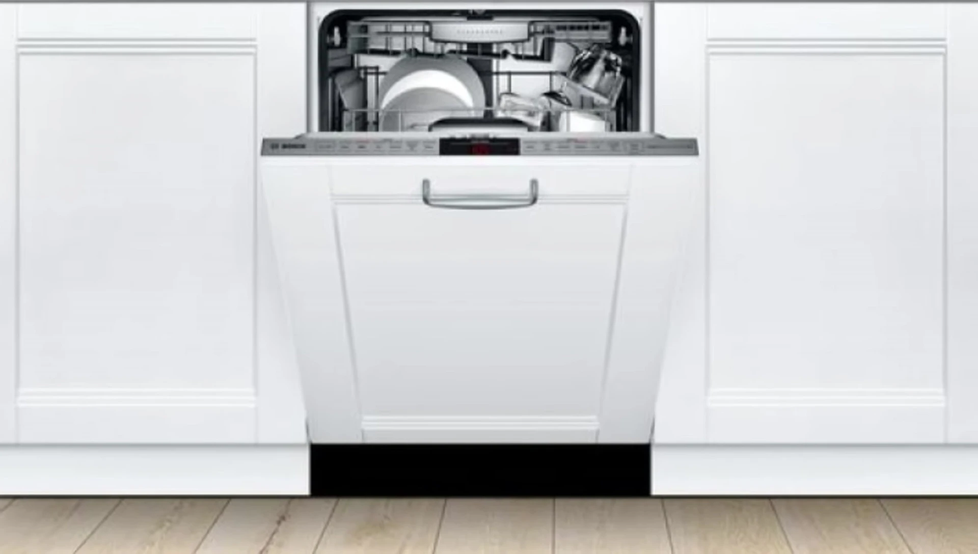 Close-up of the spray arms in the Bosch dishwasher