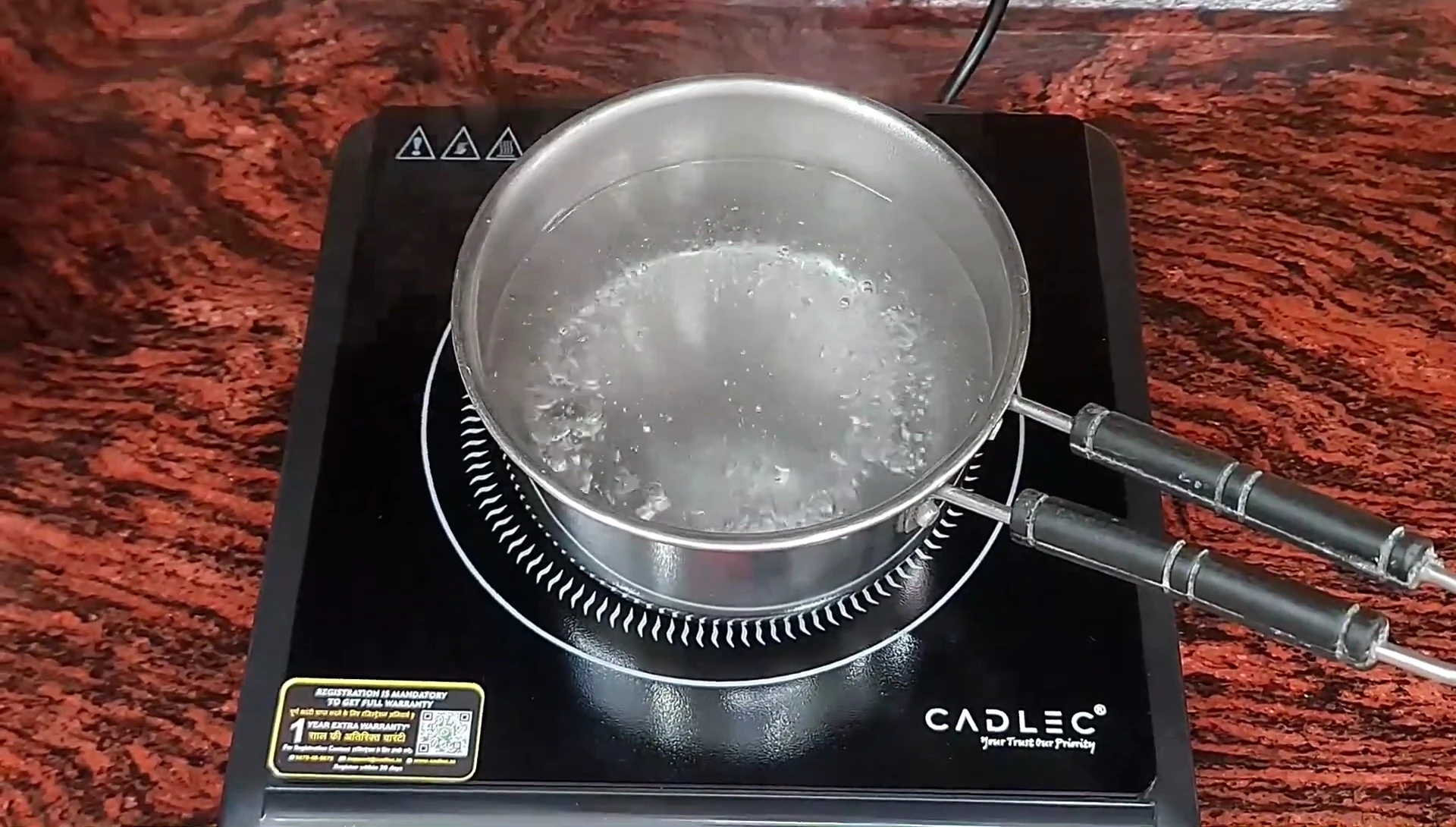 The cooktop's control panel showcasing the various cooking modes and settings.